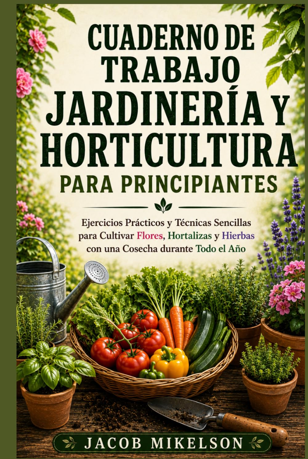 CUADERNO DE TRABAJO JARDINERÍA Y HORTICULTURA PARA PRINCIPIANTES: Ejercicios Prácticos y Técnicas Sencillas para Cultivar Flores, Hortalizas y Hierbas con una Cosecha durante Todo el Año