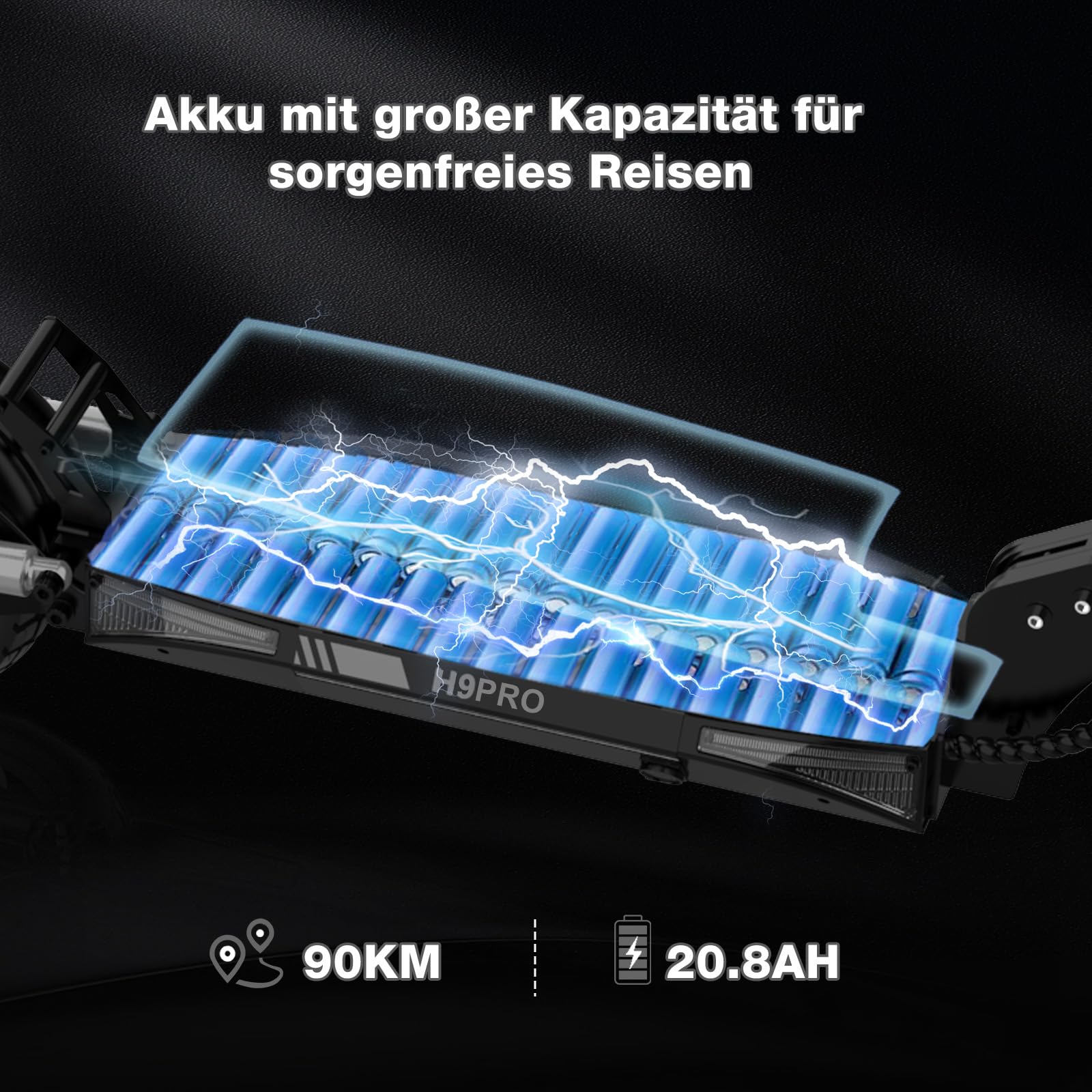 HITWAY H9 E Scooter mit straßenzulassung, 10-Zoll-Faltbarer Elektroroller, Doppelte Stoßdämpfer, Batterie 48V 15.6Ah-27Ah, 500-W-Motor, Reichweite 70-110KM, Geschwindigkeit 20 km/h, mit APP