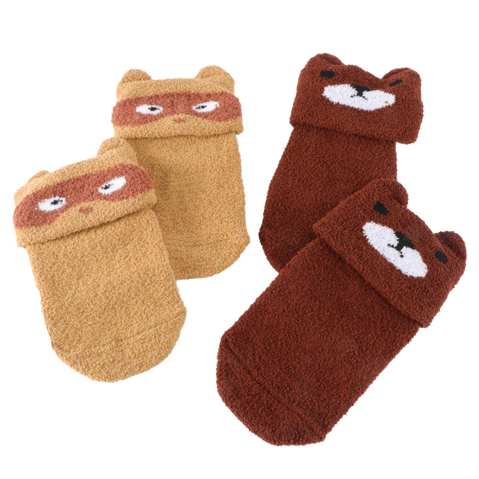 GALPADA Elastic Newborn Socks 2 Pairs Spring Autumn Warm Socks for Baby Cartoon Design