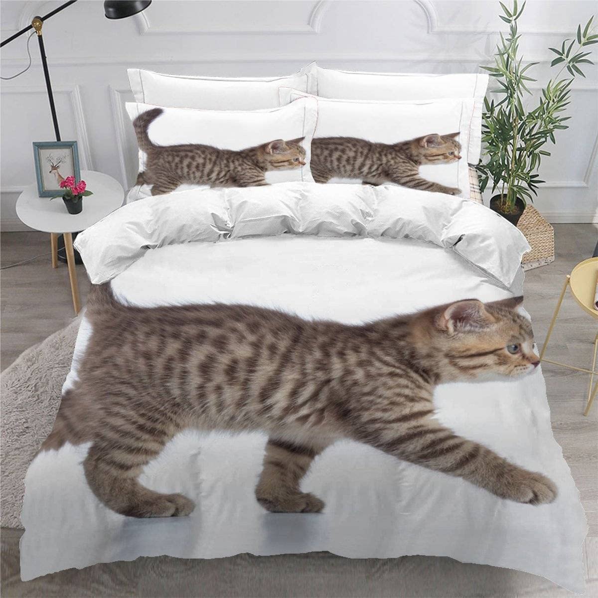 Housse de couette 200x200 chat avec fermeture éclair pour un lit enfant facile à border
