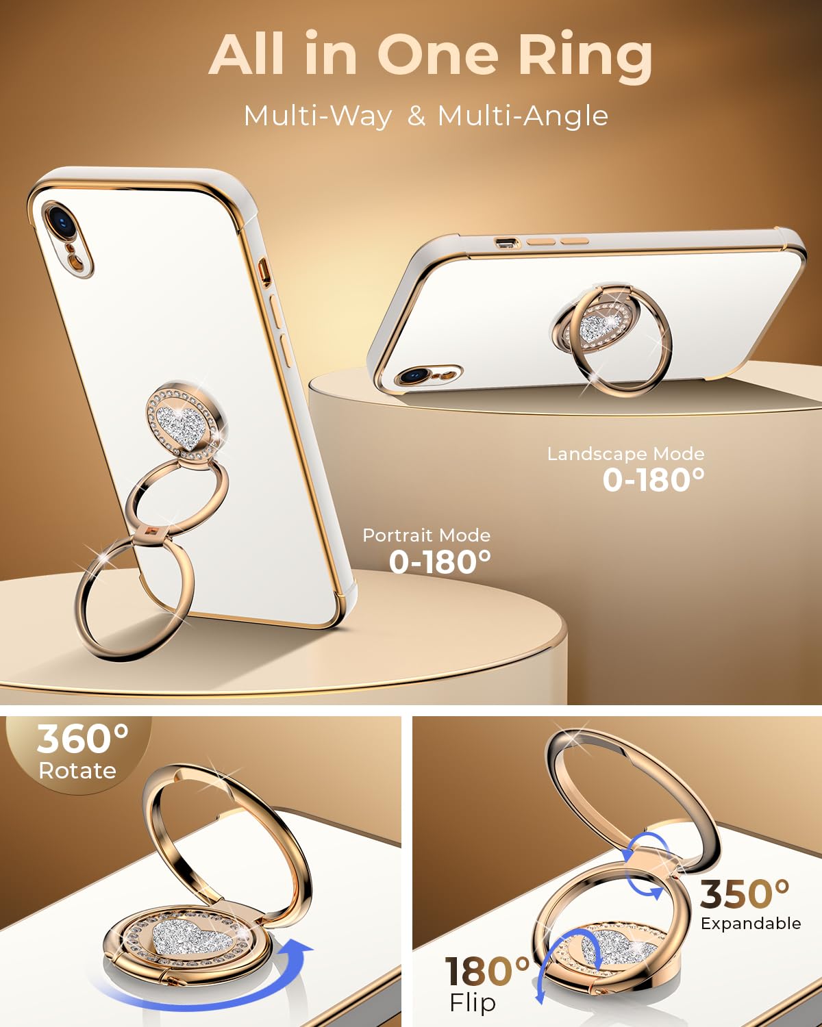 XYZ Capa para iPhone XR com suporte, capa de telefone XR com