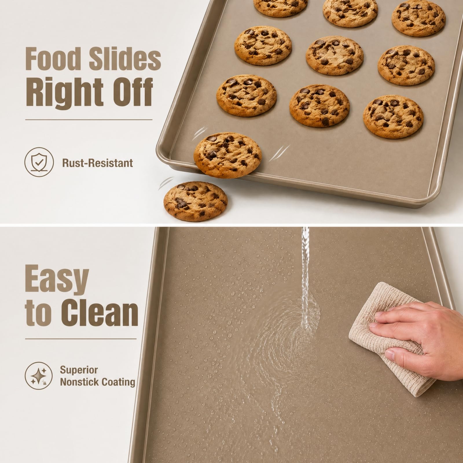Nicunom 2er Set Blatt Backblech, 44,5 x 30cm Antihaft-Backblech Pfannen Backpapier Toaster Ofen Backbleche Set, perfekte Cookie Sheet zum Backen und Braten