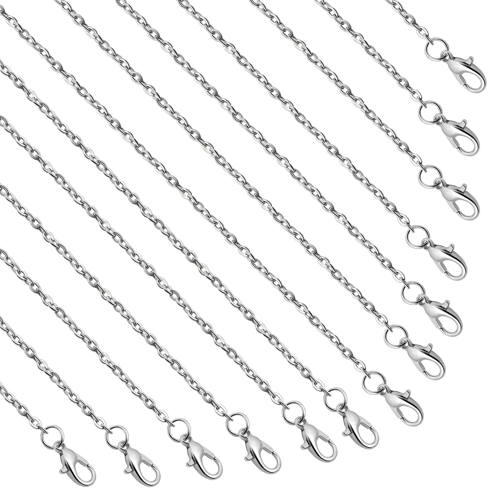 Lemonkey 24 Pack Necklace Chains Bulk,Silver Plated DIY Cable Link Chains for Jewelry Making 18 Inches โ image 1