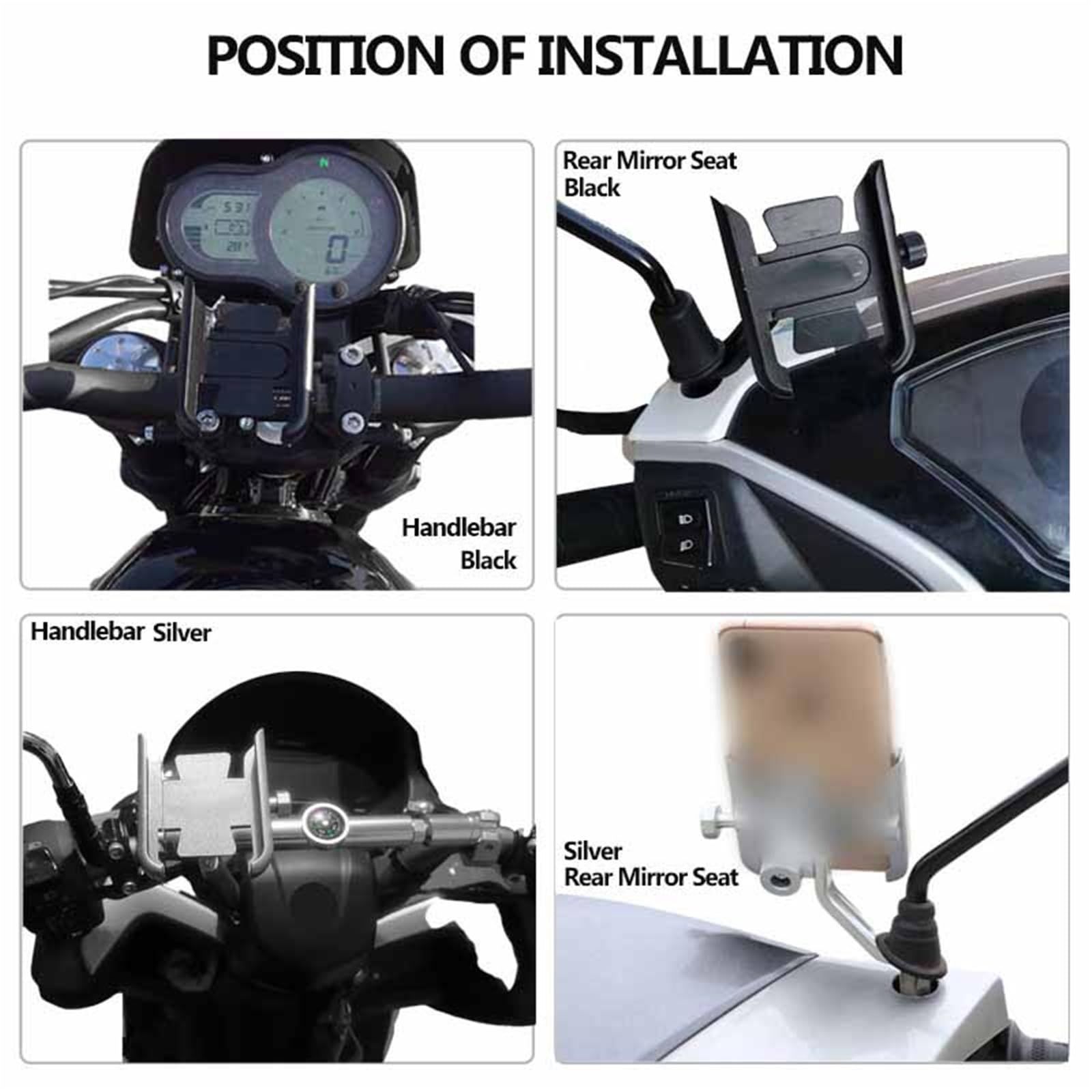 Support De Téléphone Portable/GPS en Aluminium Usiné CNC pour Guidon Moto pour Z250, Z300, Z400, Z500, Z650, Z750, Z800, Z900/RS, Z1000, ER-6N Et Z H2