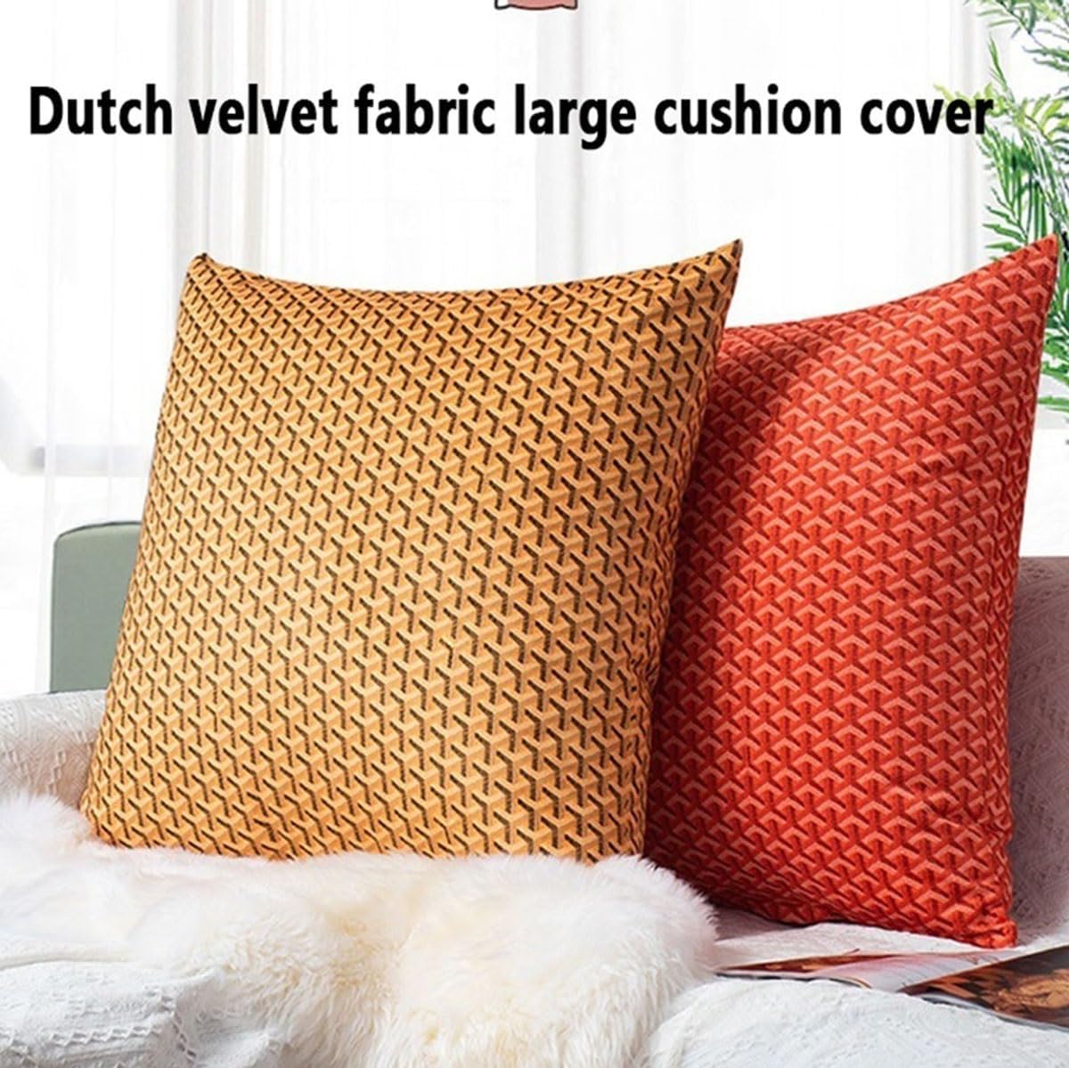 Square Extra Large Cushion Covers 70x70,80x80cm,Super King Size Pillow Cases Soft Throw Pillow Cover with Invisible Zipper Decorative pillowcases for pillows Sofa(Color:Orange,Size:80x80 cm (1PC))