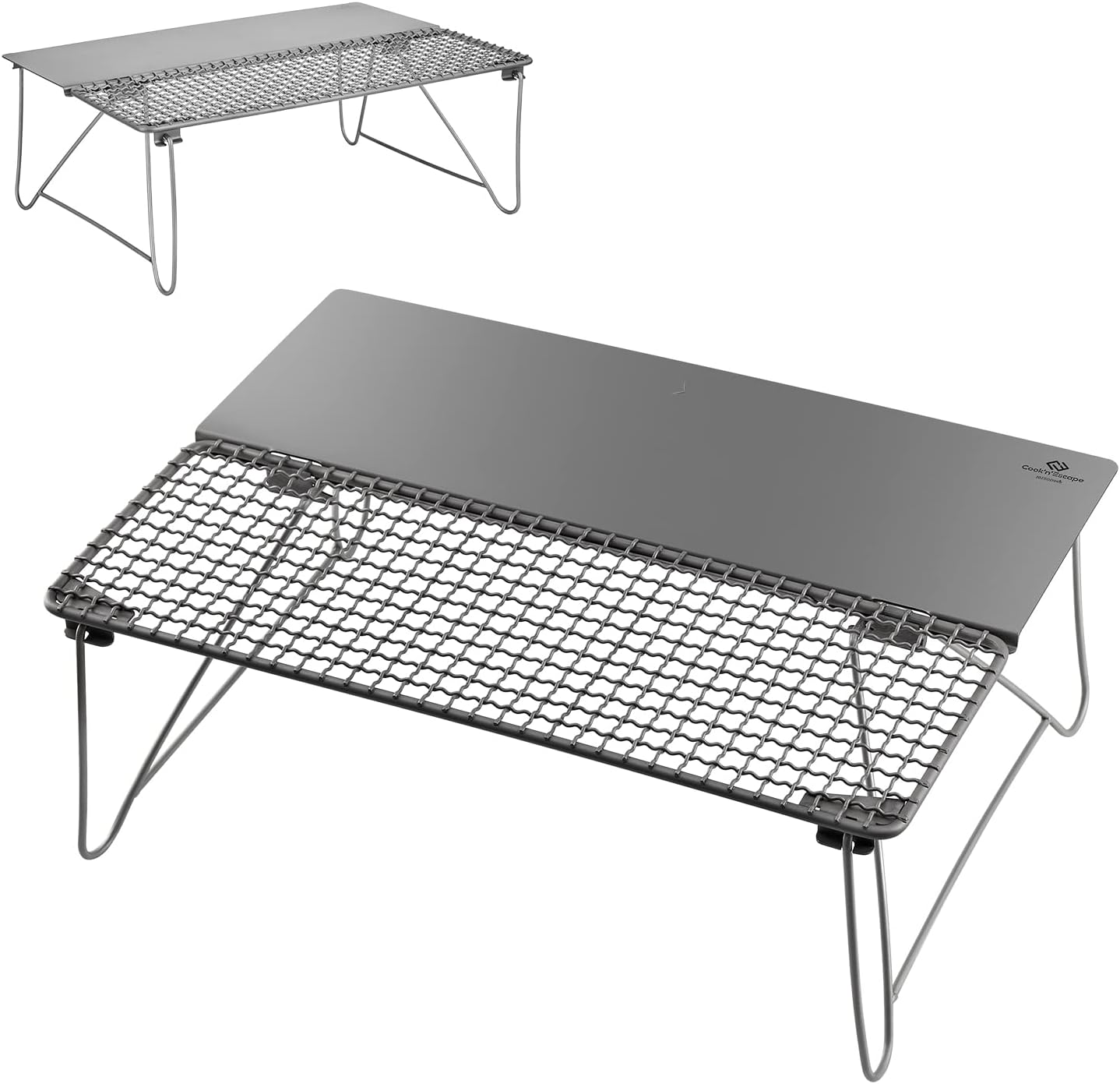 COOK'N'ESCAPE Small Folding Titanium Campfire Grill, Portable Over Fire