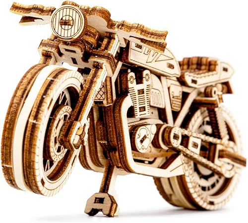 Miniatura 3 de WOODEN.CITY Cafe Racer - Kit de rompecabezas de madera 3D para motocicleta, modelo mecánico a escala 1:16 con motor de banda de goma, kit de