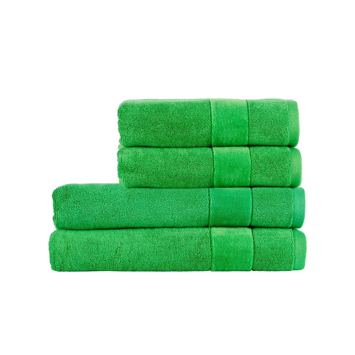 Christy Prism Bath Towel Set | 4 pieces | Vibrant Colours | 100% Turkish Cotton | Super Soft and Fluffy | Quick Dry | 2 Bath Towels 2 Hand Towels | Absinthe Green