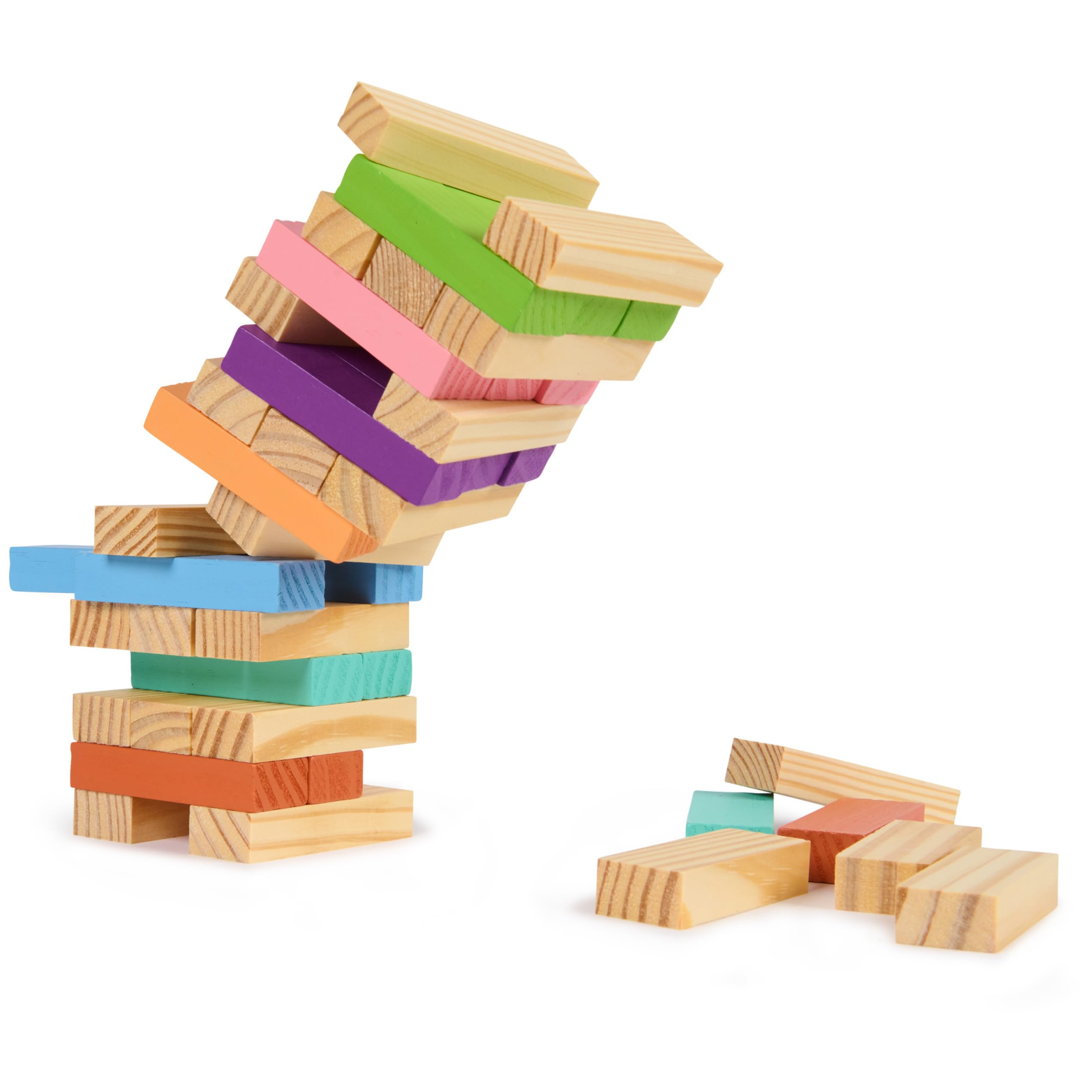 Spin Master Games, Color Classics Jumbling Tower, klassisches Stapelblöcke, Turm-Spiel, aus Holz, buntes und modernes Couchtisch-Dekor, für 2+ Spieler, ab 8 Jahren