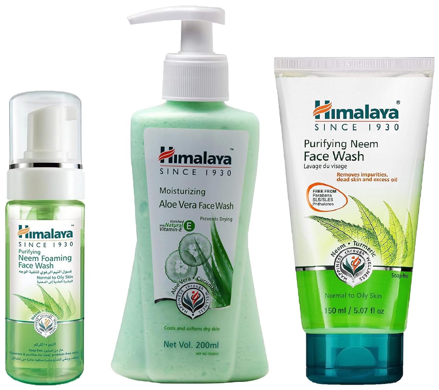 Himalaya Herbals Purifying Neem Foaming Face Wash, 150ml & Himalaya Moisturizing Aloe Vera Face