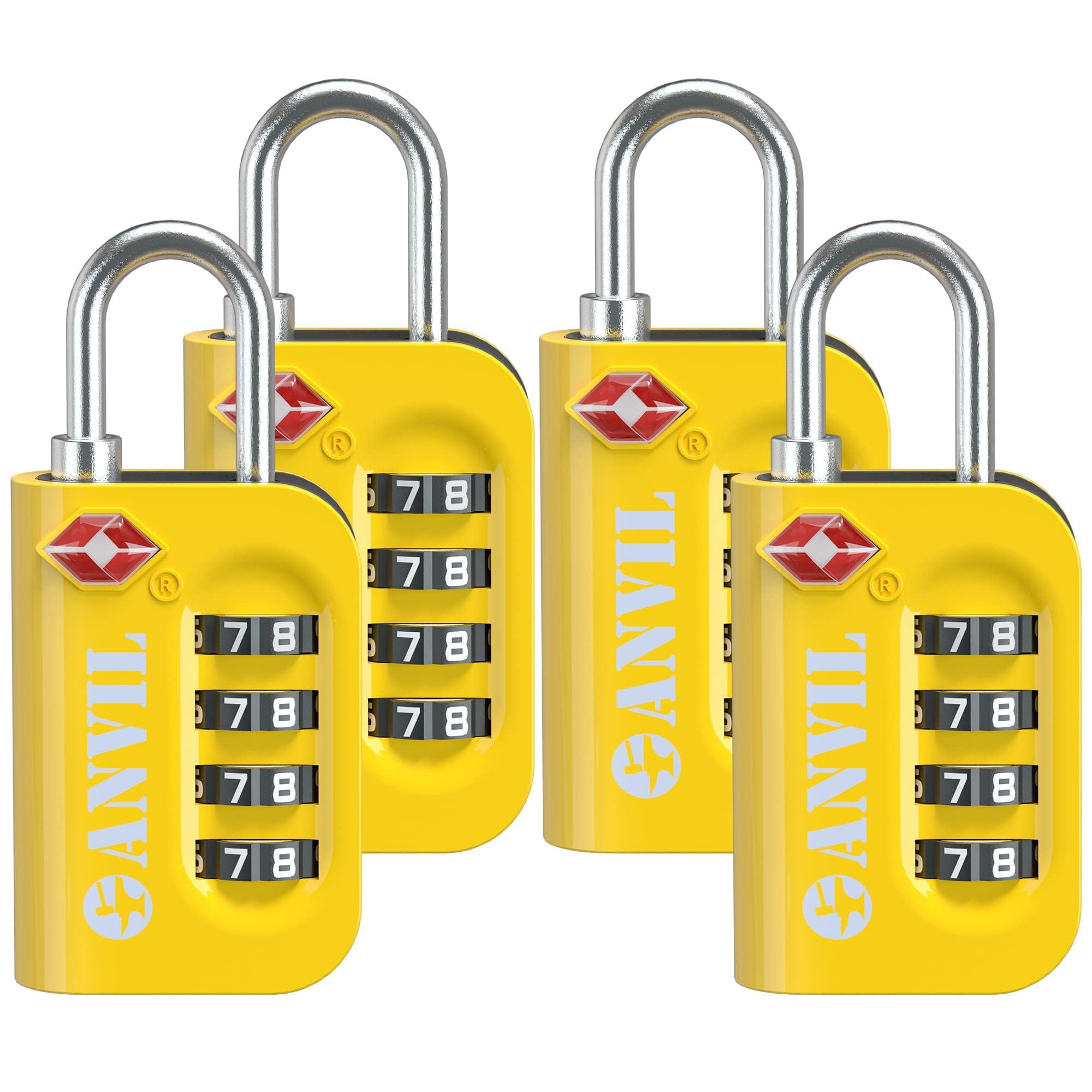 ANVIL TSA Approved Luggage Lock - 4 Digit Combination, 10,000 Combinations, Easy-Read Password Window, Travel Lock for Suitcases, Backpacks, Gym &