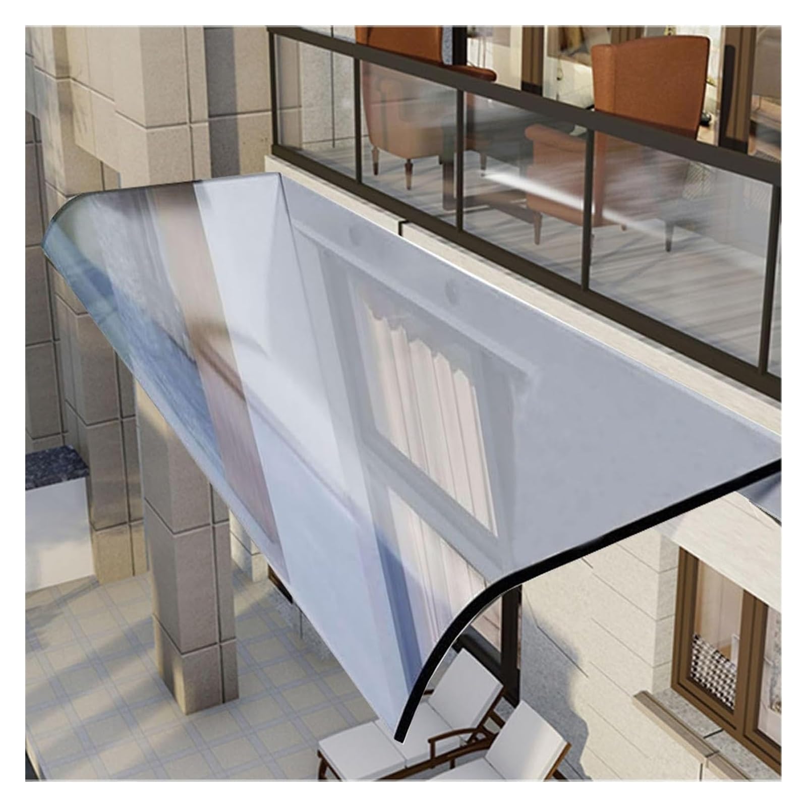 LWJSOCP Outdoor Transparent Rain Canopy for Doors & Windows - Curved Polycarbonate Aw UV & Rain Protection Invisible Shelter Cover for Garden & Patio (Size: ____)