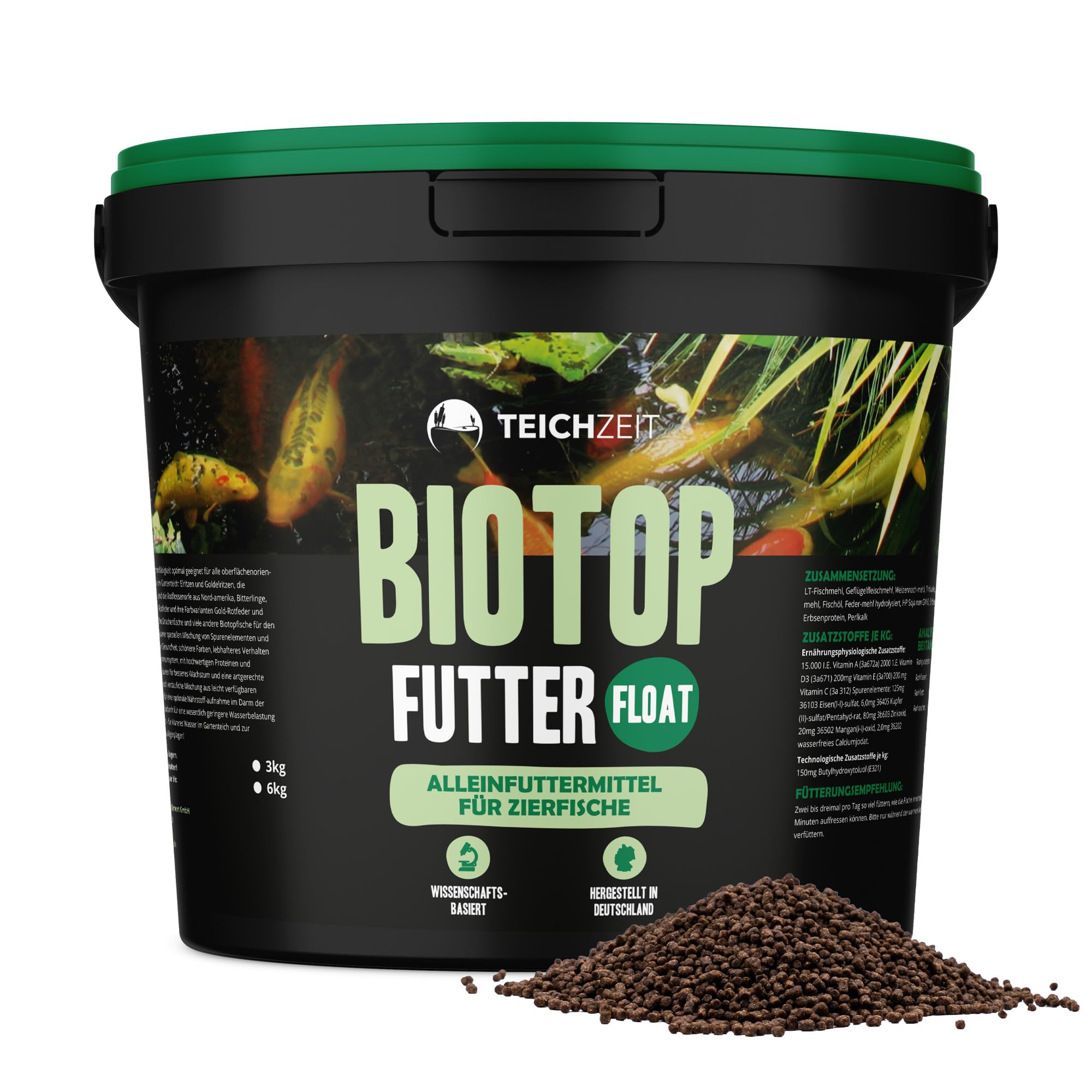 Teichzeit Biotop Futter Float | Fischfutter für Teichfische | Schwimmendes Teichfutter | Futter für Gartenteich Fische | 6kg