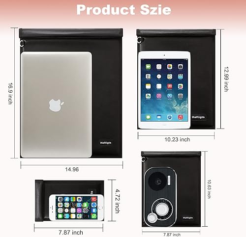 Miniatura 5 de Faraday - Paquete de 4 bolsas Faraday para portátiles y teléfonos, jaula Faraday para protección antirrobo y seguimiento, bolsas bloqueadoras de