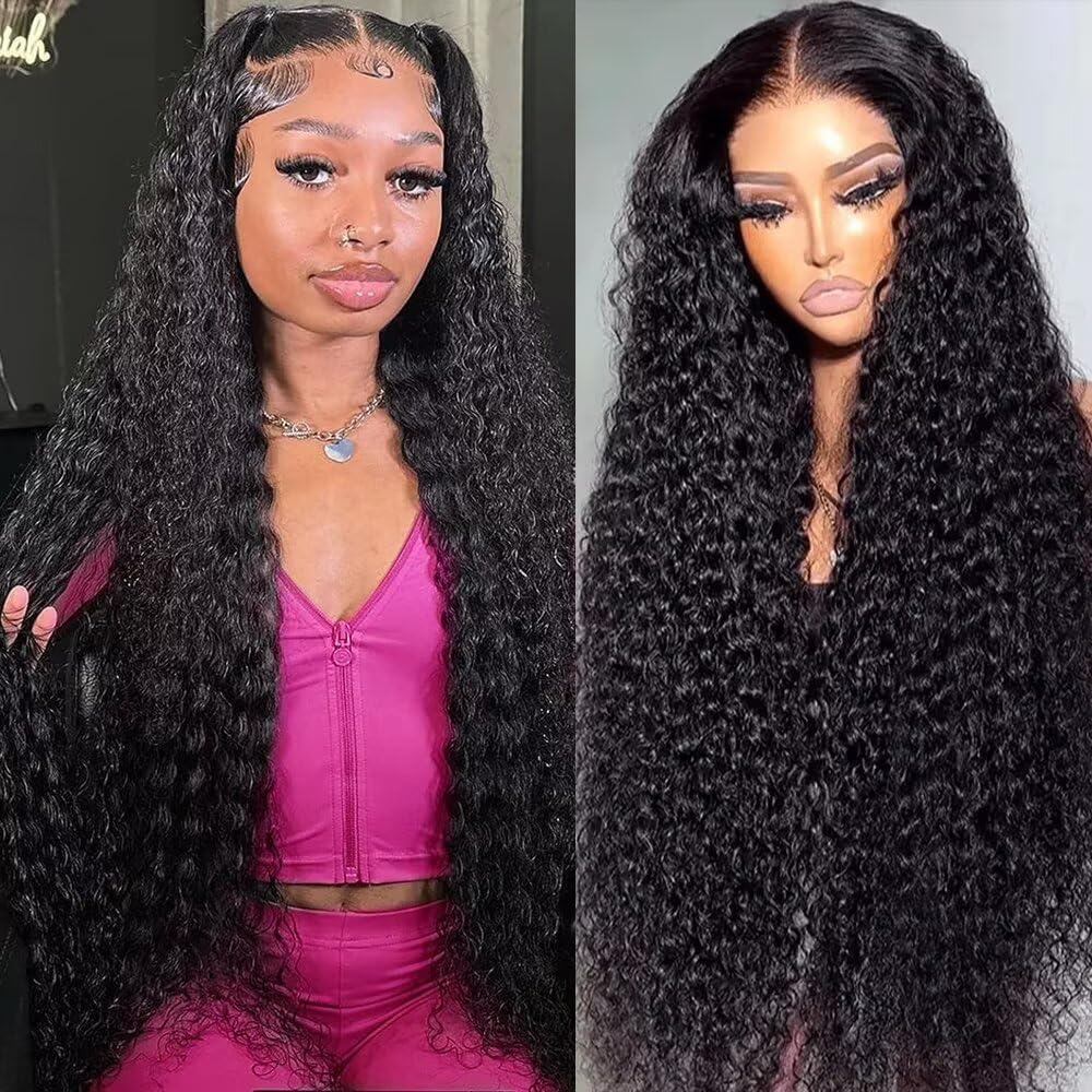 32 Inch 13x6 Deep Wave Lace Front Wig Human Hair 200% Density Pre Plucked Brazilian Virgin Deep Curly 13x6 HD Lace Front Wigs Wet and Wavy with Baby Hair for Women