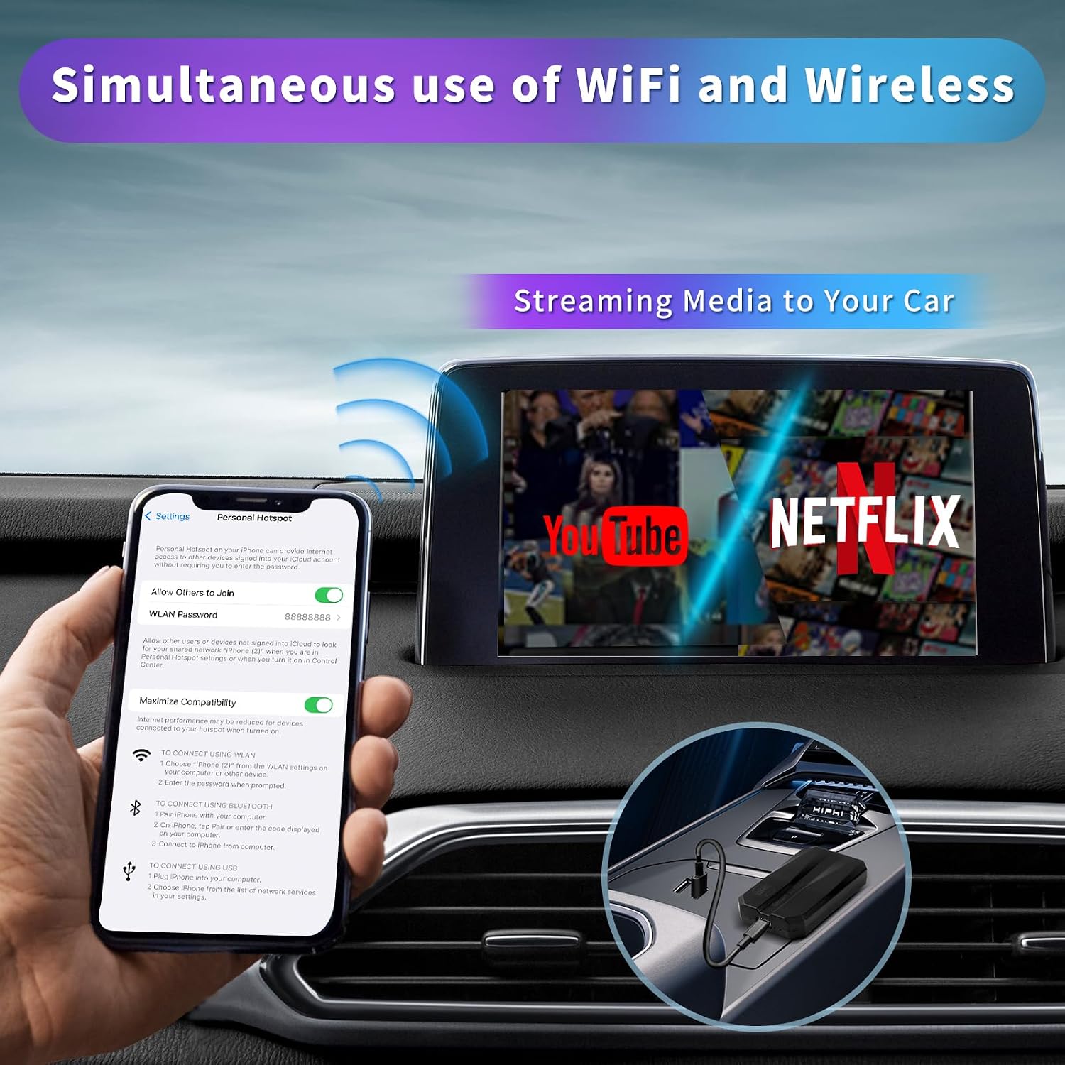 Simultaneous use of WiFi and Wireless