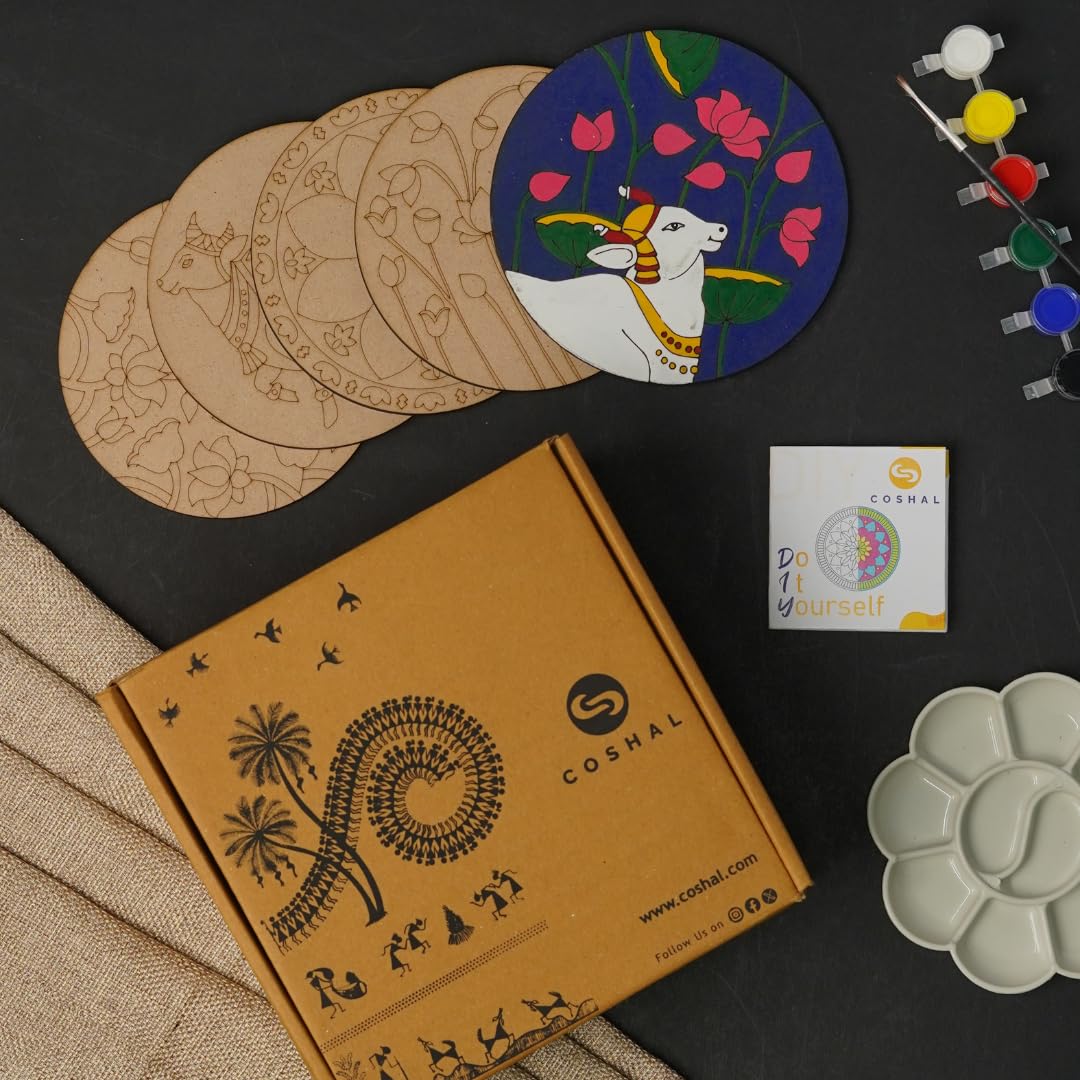 COSHAL Indian Ethnic Art Pichwai Painting Kit, Coaster DIY Craft Kit, Painting Kit for Kids 6-12 Years, Gift for Children DIY05 (B0DCLLBNHK) Amazon Price History, Amazon Price Tracker