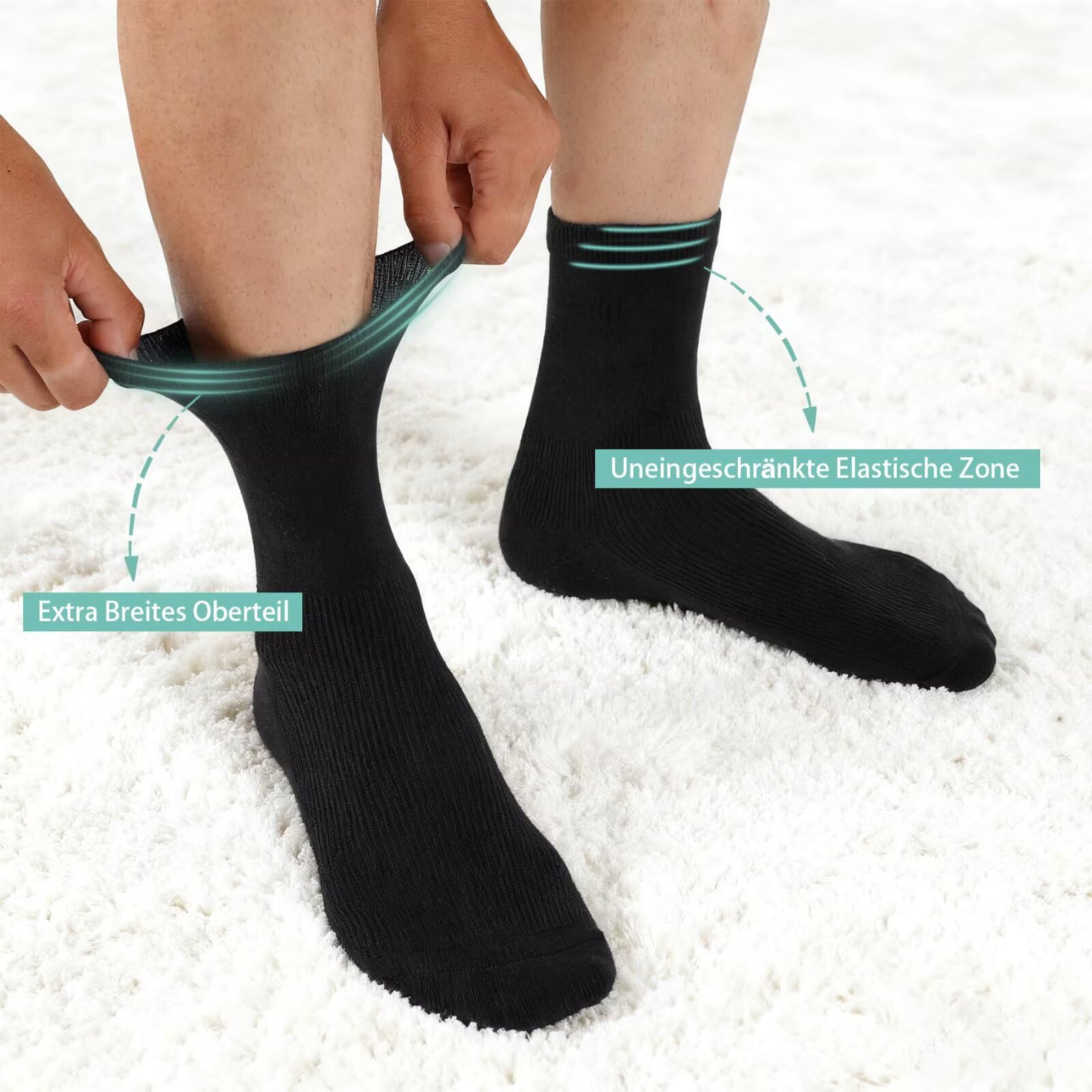 10 Paia Calzini Uomo senza Elastico Calze Donna per Diabetici Cotone Extra Larghi da Lavoro