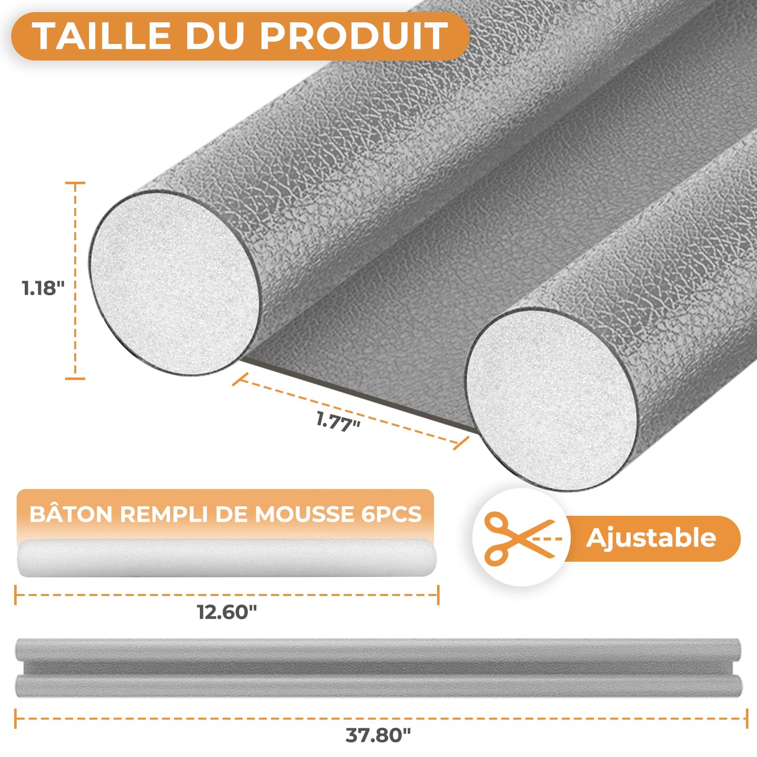 AJW-96cm Bas de Porte Isolant Bas de Porte Unilatéral avec Joint D