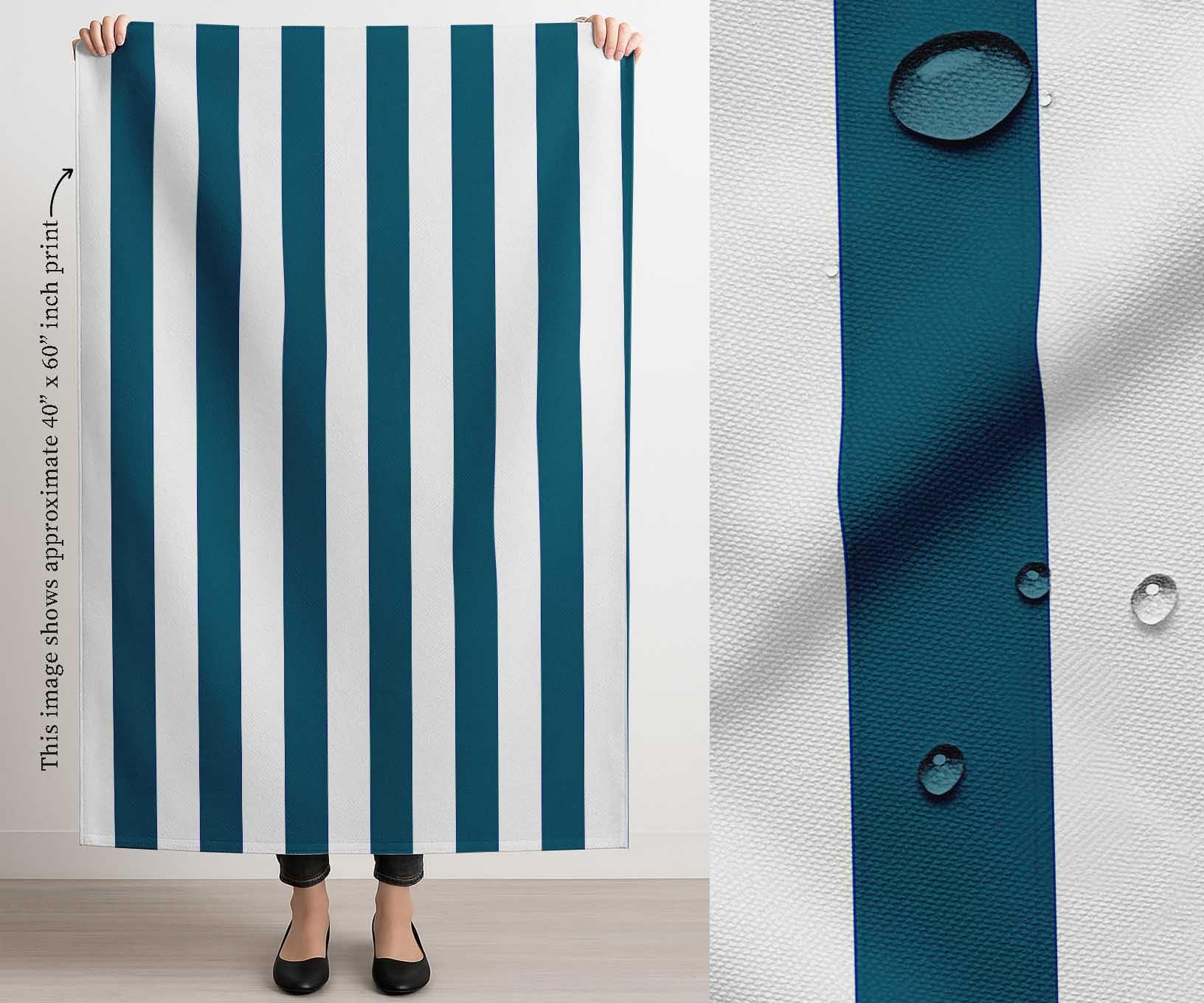 Soimoi Tela impermeable con estampado de rayas | Material para exteriores por 10 metros | Resistente al desgarro y a los rayos UV | Ideal para bolsos, ropa impermeable, funda, cortinas y toldos - Azul