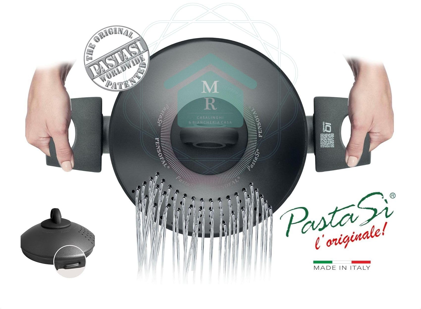 Pastasi Pentola Multiuso con Coperchio Colapasta Antiaderente Diamond 6 Strati rinforzato fondo Induzione