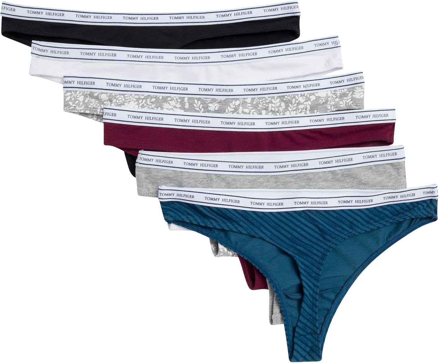 Tommy Hilfiger womens Classic Cotton Thong Underwear With Logo Waistband 6-pack - Image 7