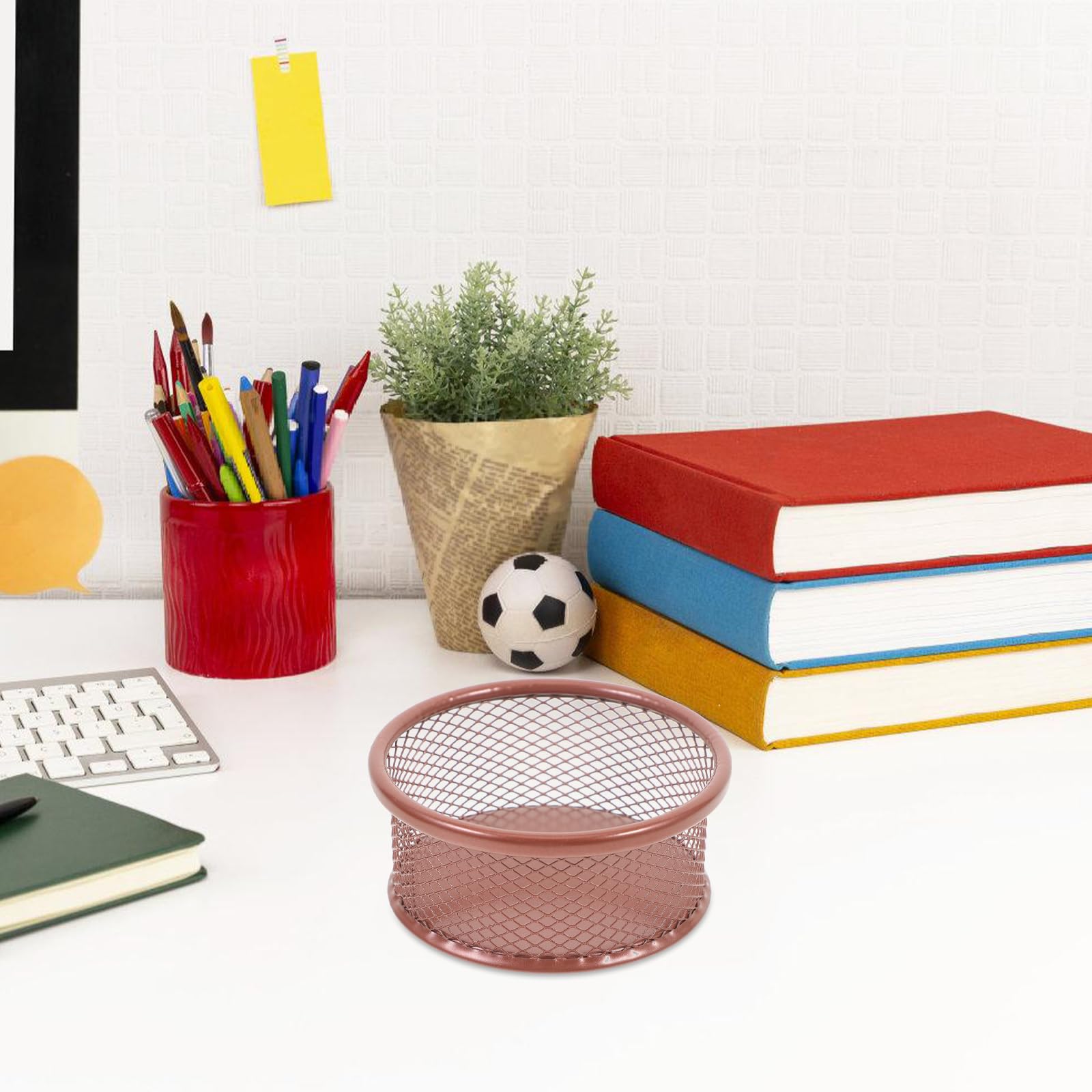 VILLCASE Paper Clip Holder, PaperClip Holders for Desk, Metal Mesh Paperclip Dispenser Organizer Desktop Binder Clip Holder Container for Home Office School, 4pcs