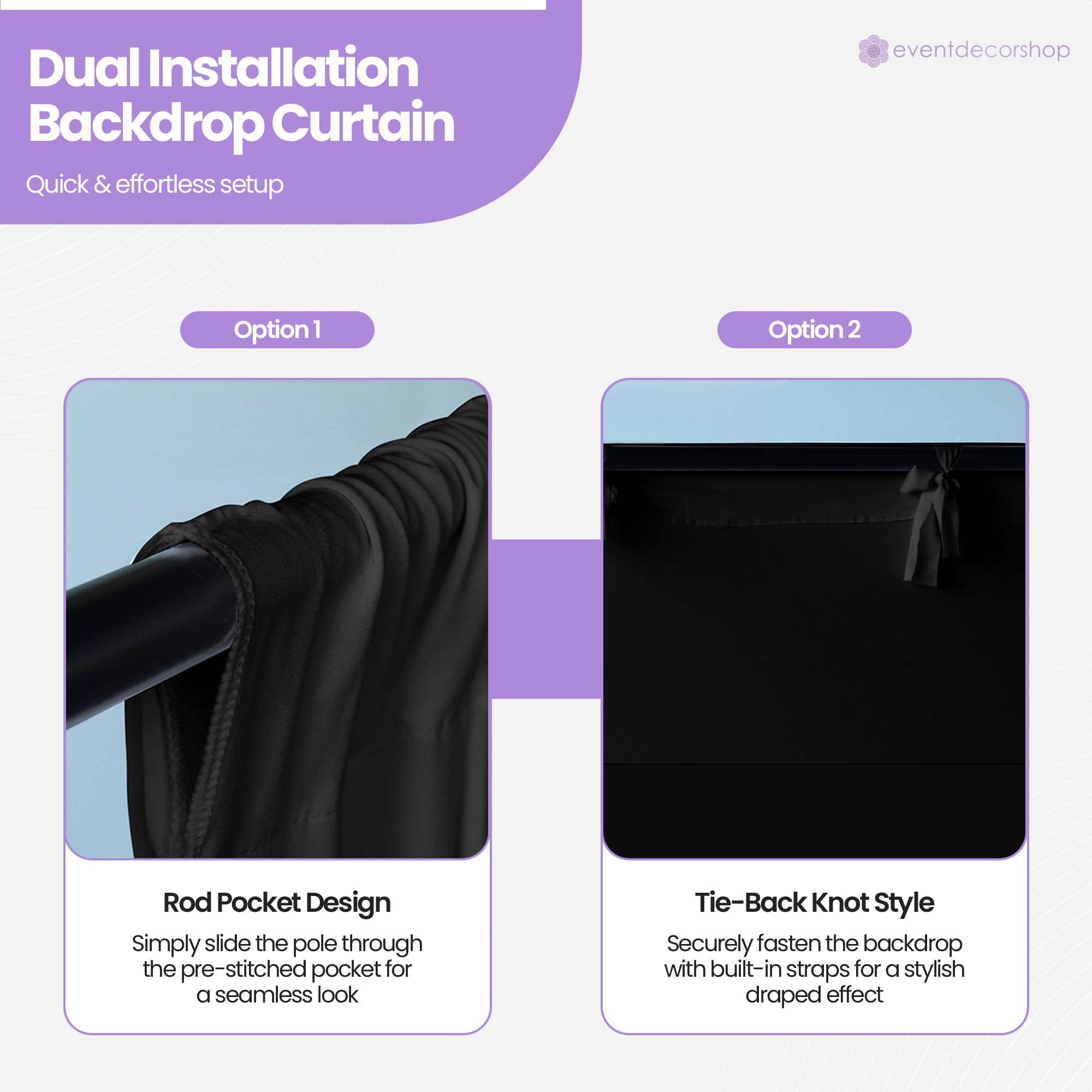 Rideau de fond en élasthanne - Tissu polyester infroissable pour photographie, mariage et décoration d'événement - Drapé extensible pour fête prénatale, fête et fond de scène - Noir 3 x 6 m
