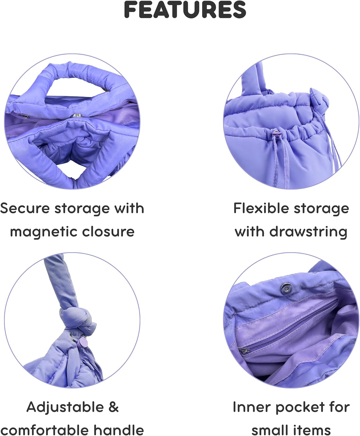 J World Quilted Puffer Tote Bag for Women. Puffy Shoulder Handbag Converts to Puff Backpack. Fluffy Bubble Purse Work Travel - Image 6