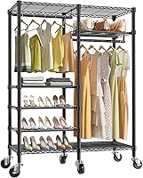 Vista 11 de VIPEK R4C - Perchero portátil con ruedas, resistente, ajustable, para ropa de armario, con ruedas bloqueables, color negro, con cubierta