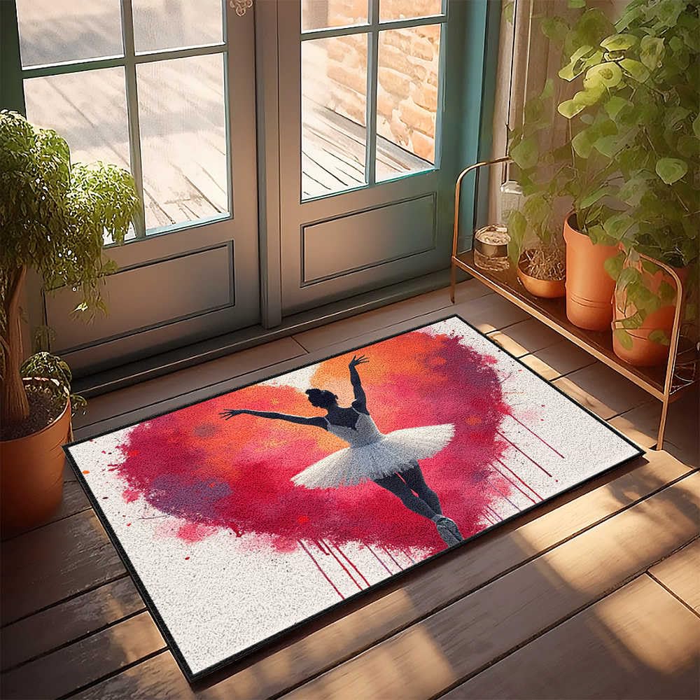 Zerbino decorativo per uomo con ballerina che abbraccia l'amore in una scena artistica a forma di cuore, grande tappetino di benvenuto per porta d'ingresso, grande porta autunnale (50 x 80 cm)