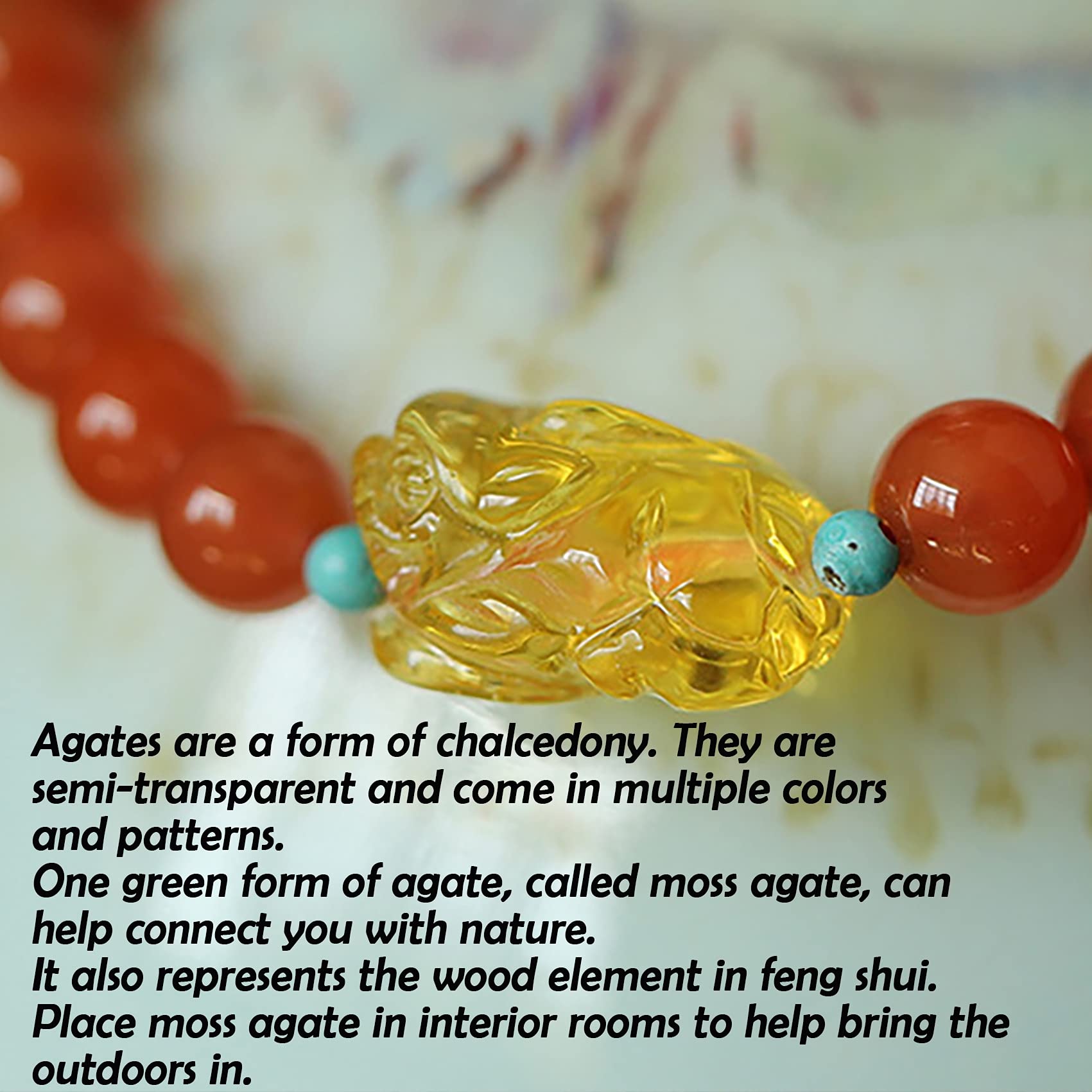 YDYDTTKD Piedra Preciosa Natural, Pulsera de Cuentas Redondas de 6/7/0.315 in, Amuleto de la Suerte para Mujer, Cristal para Proteger a los Malos espíritus, Chakra de Cristal Reiki