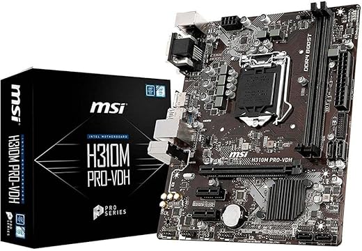 MSI H310M PRO-VDH Motherboard, Micro-ATX – Supports Intel Core 8th, 9th Gen Processors, LGA 1151-2 x DIMMs (2666MHz), 1 x PCIe 3.0 x16, USB 3.1…
