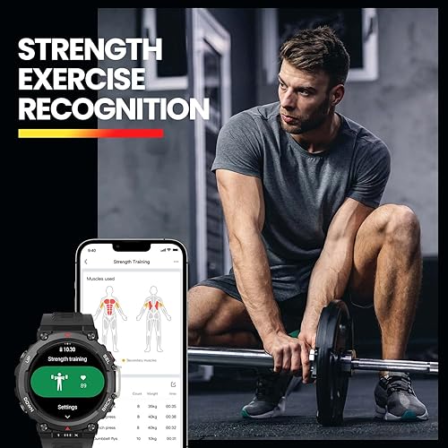 Miniatura 8 de Amazfit T-Rex 2 - Reloj inteligente resistente de 1.850 in, certificado militar, GPS de doble banda, duración de la batería de 24 días, Ember
