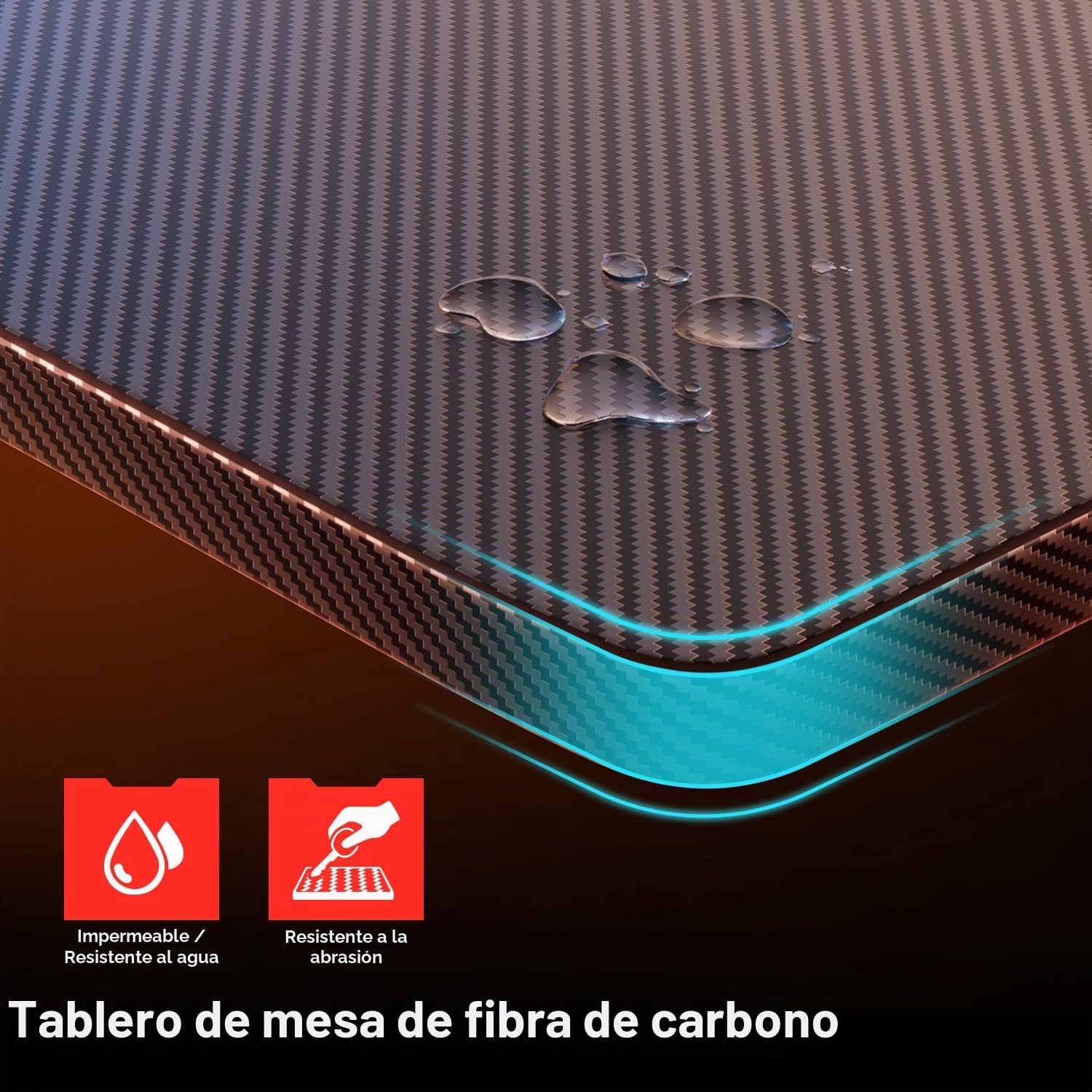 HLONONE Mesa Gaming 80 x 50 cm, Escritorio Gaming de Fibra de Carbono, Mesa Escritorio Ergonómica, Mesa Gamer, Escritorio de Ordenador para Hogar, Oficina, Estudio y Sala de Juegos, Negro | Escritorio ergonómico para videojuegos con superficie de fibra de