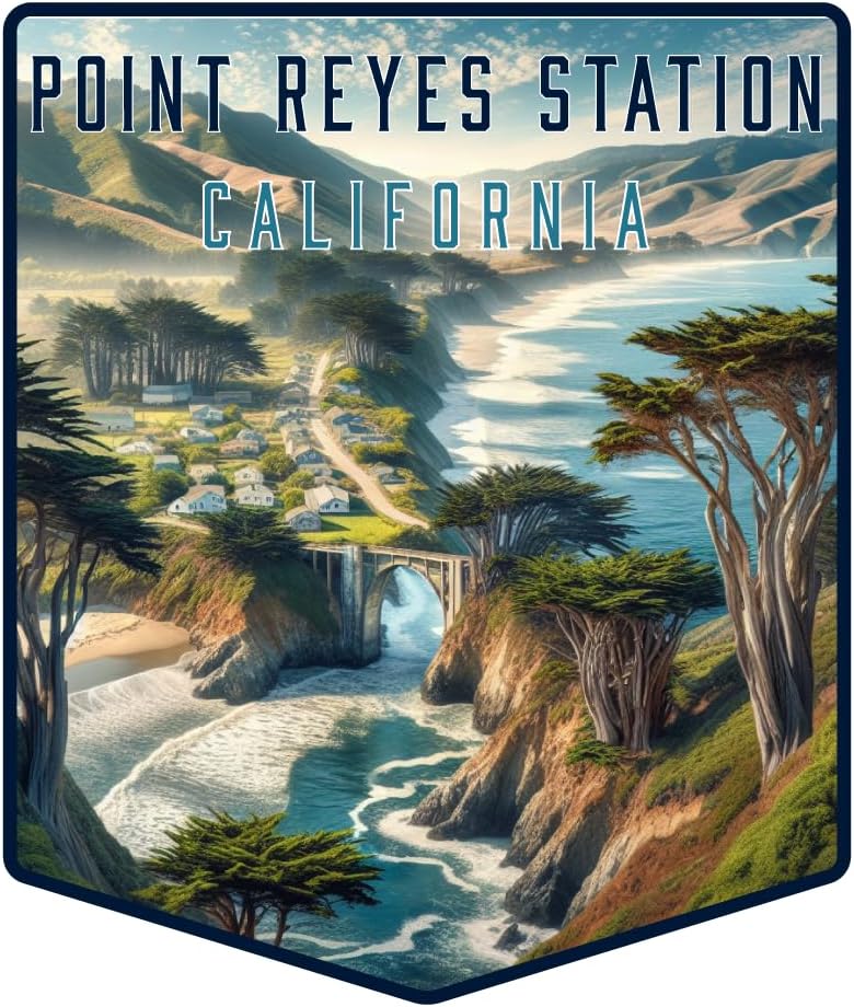 Point Reyes Station California Pentagon Shield Souvenir - 4-Inch Vinyl Magnet