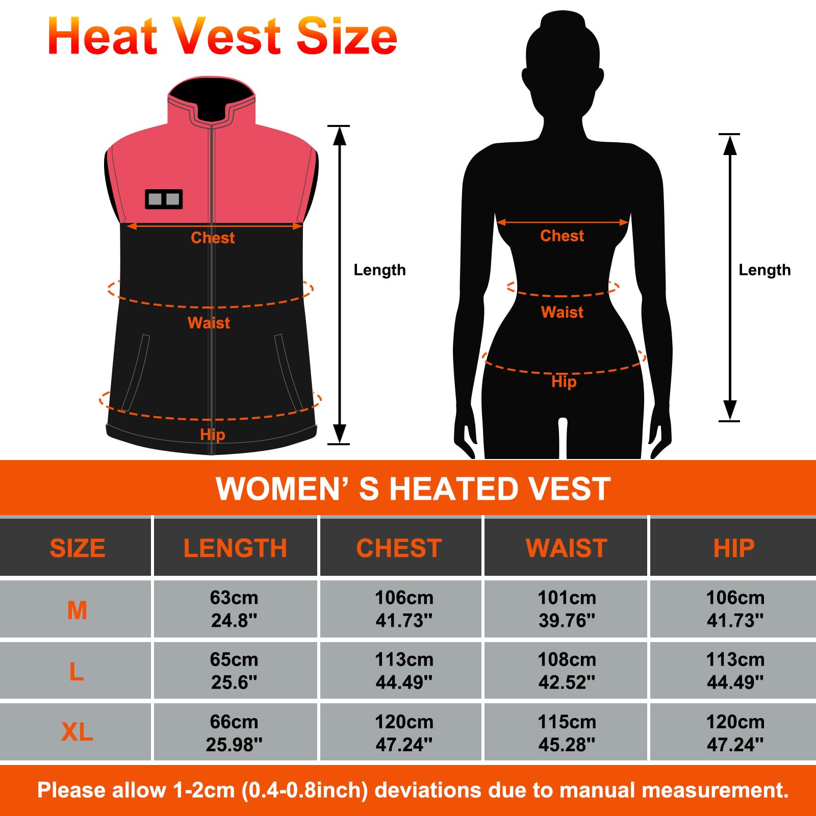 Tonfarb Chaleco Calefactable Mujer, Chaleco Termico Mujer con 4 Zonas Calefactables y 3 Niveles de Temperatura, Electrico USB Chaqueta Calefactable para Exterior, Pesca, Esquí (Batería No Incluida)