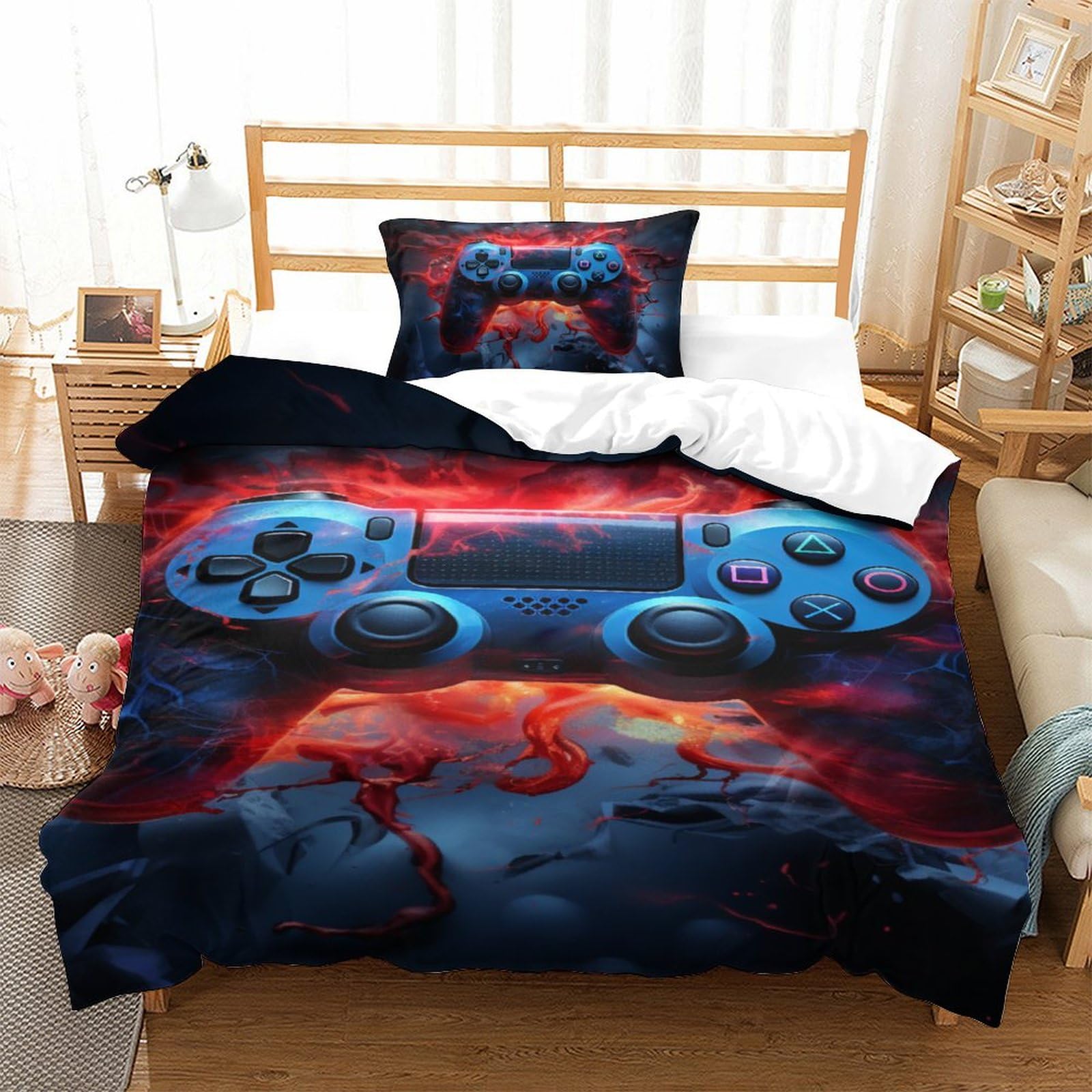 Parure de lit Jeuxpad 3D avec housse de couette 135x200cm et fermeture éclair
