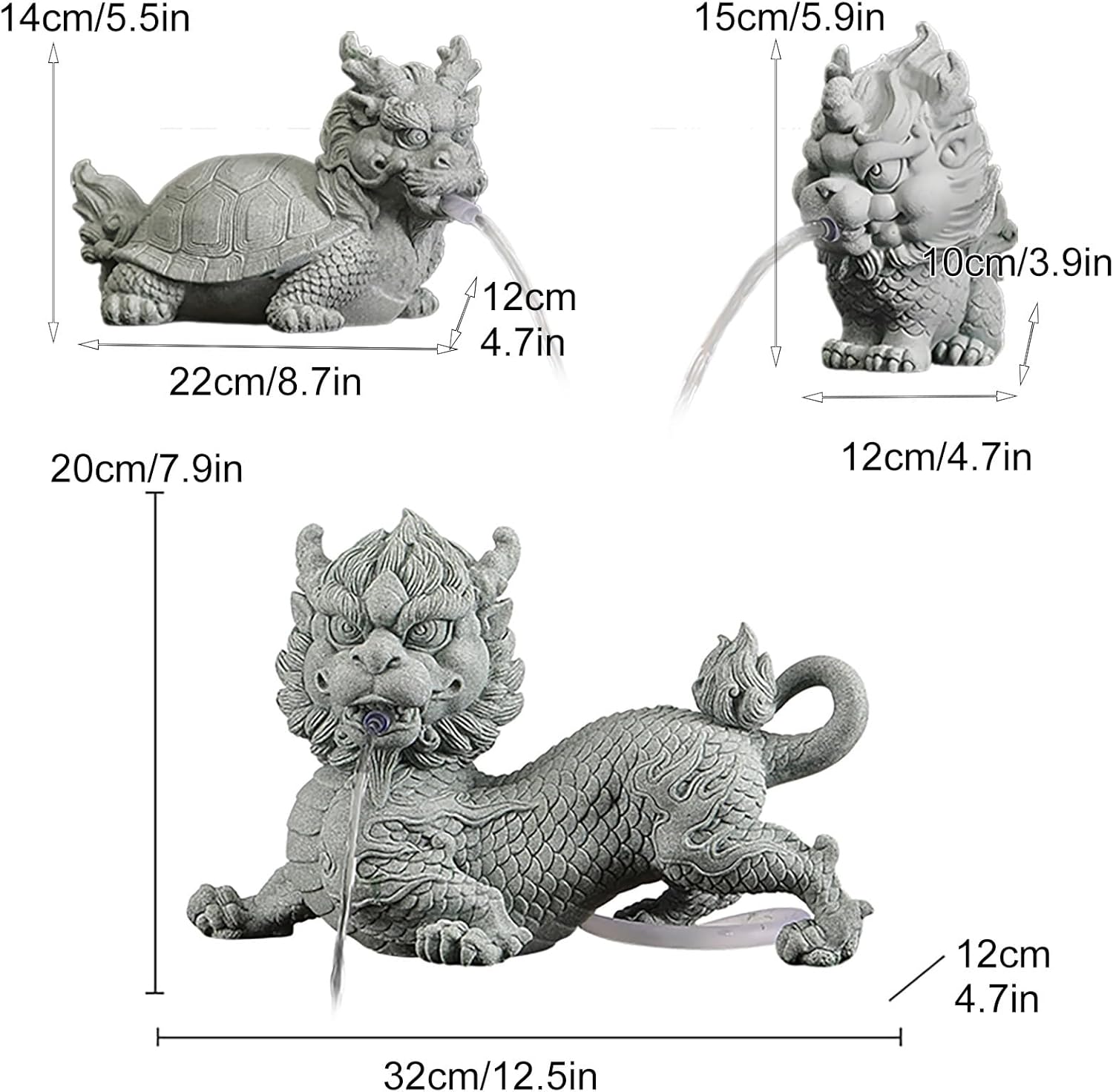 Pond Spitter, Pond Waterfall, Patio Fountains, Animal Garden Water Outlet Water Sprayer, Water Feature Sculpture, for Balcony, Courtyard and Home Office(12 * 10 * 15cm/4.7 * 3.9 * 5.9in)