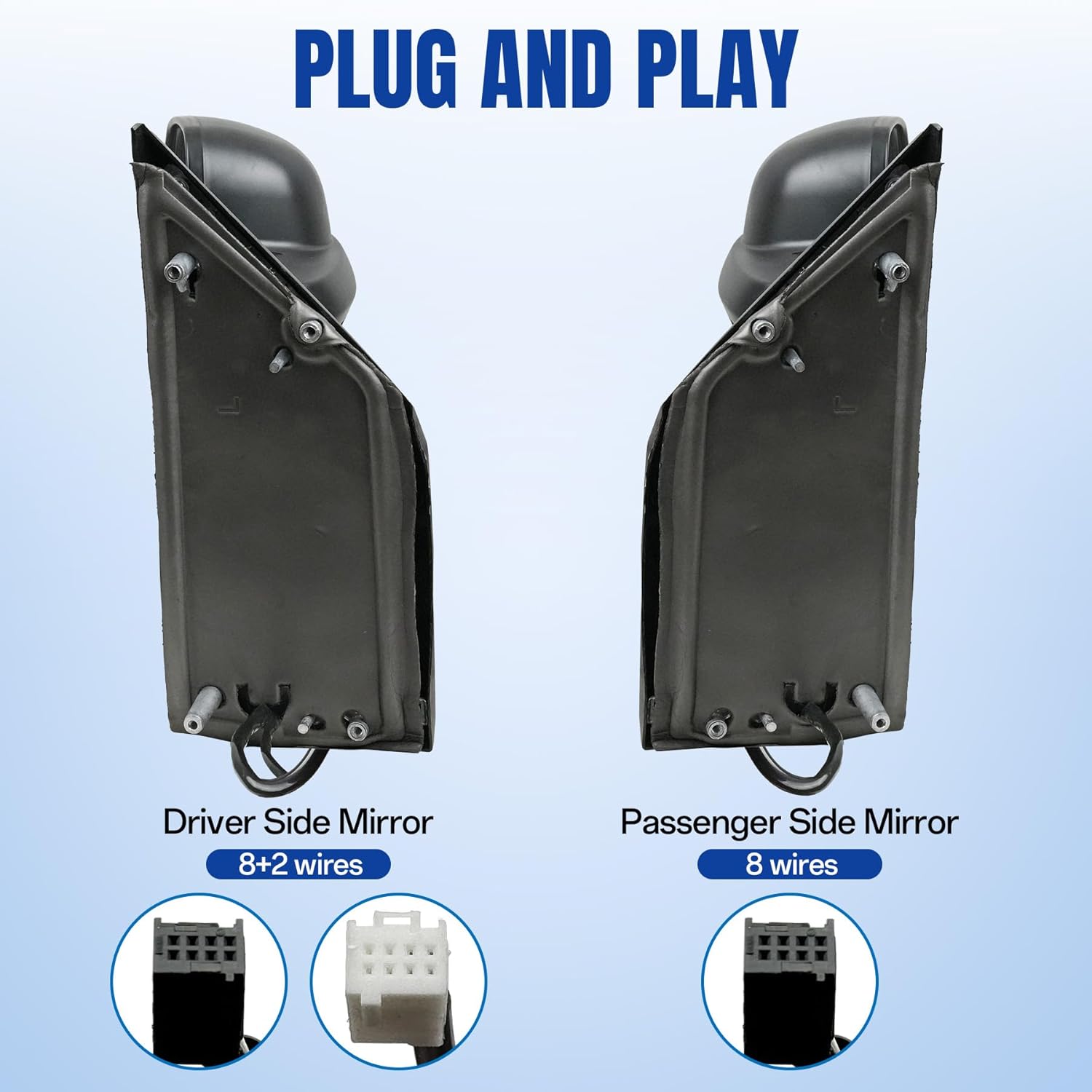 Driver & Passenger Side Mirrors (Pair) for Dodge Ram Promaster 1500 2500 3500 for 2014-2025, with Heated Power Glass Turn Signal Light Temperature Sensor Manual Folding