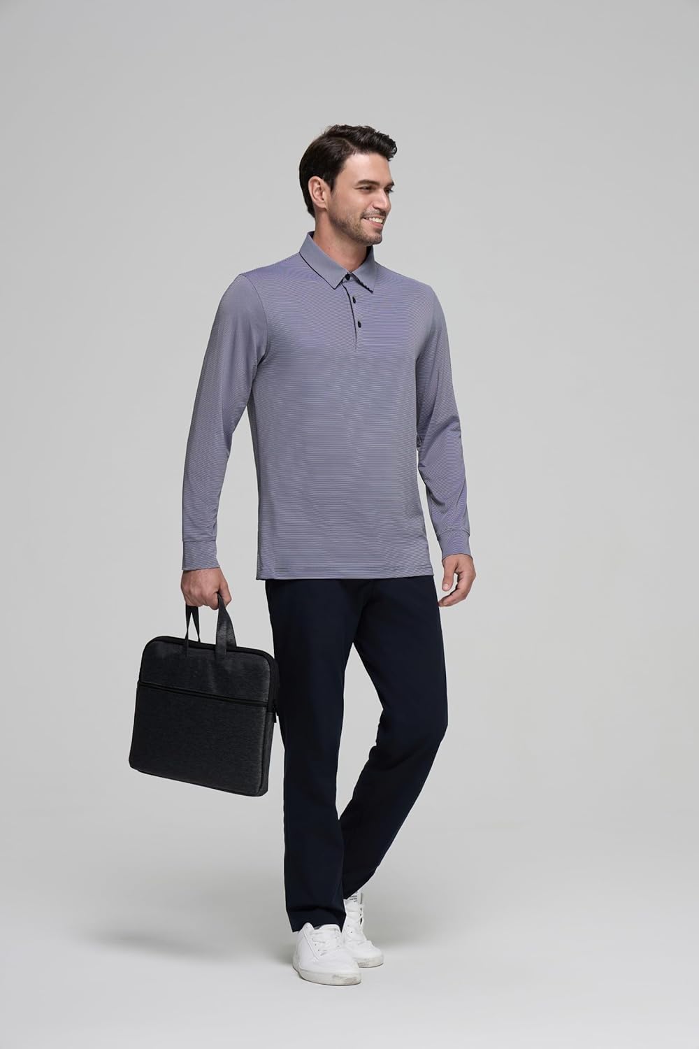 Mens Golf Shirts Long Sleeve Moisture Wicking Collared Work Business Casual Tennis Polo Shirts for Men - Image 6