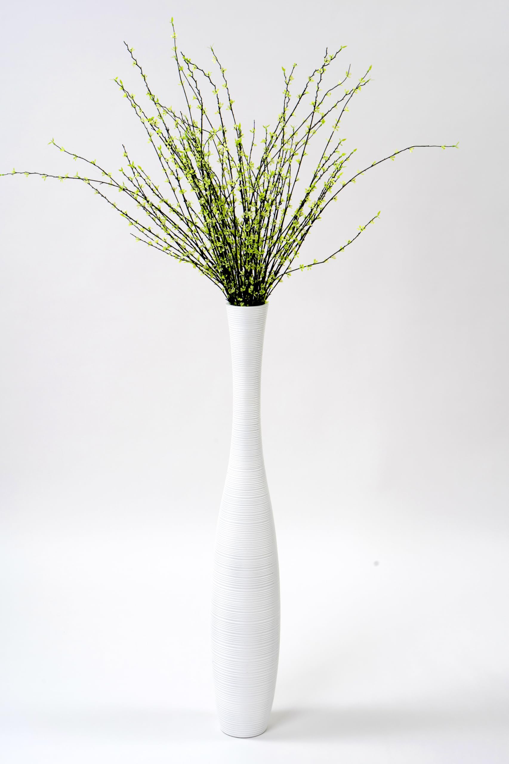 Leewadee Vaso Bianco Decorativo Per Fiori O Pampas Da Interno Da Terra, Alto 105 cm, Resina
