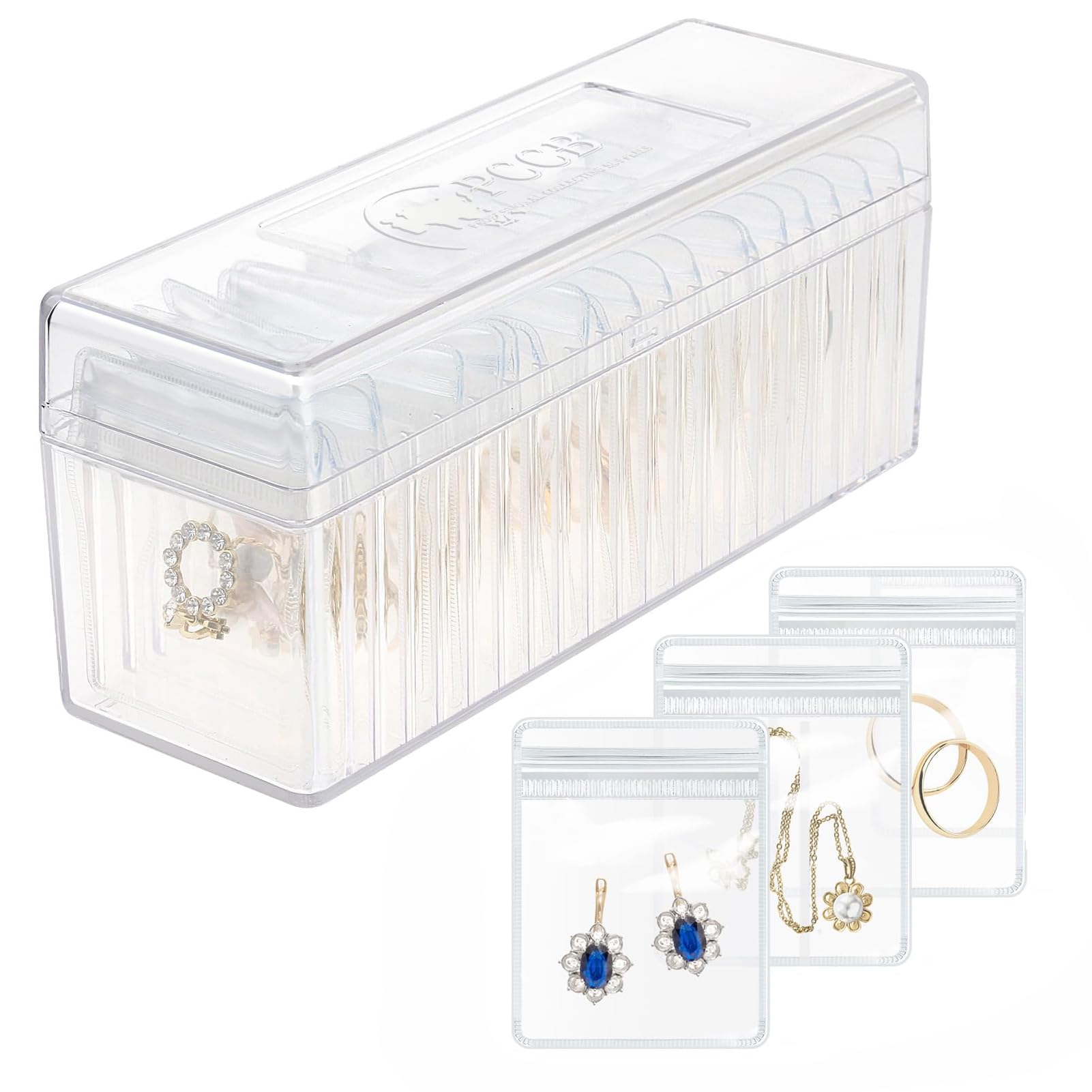 ruizohy Acrylic Jewelry Box Organizer, Jewelry Organizers And Storage with 20 Portable Anti Tarnish Jewelry bags, Clear Jewelry Organizer Holder for Earrings/Rings/Necklaces Gift for Women Girls