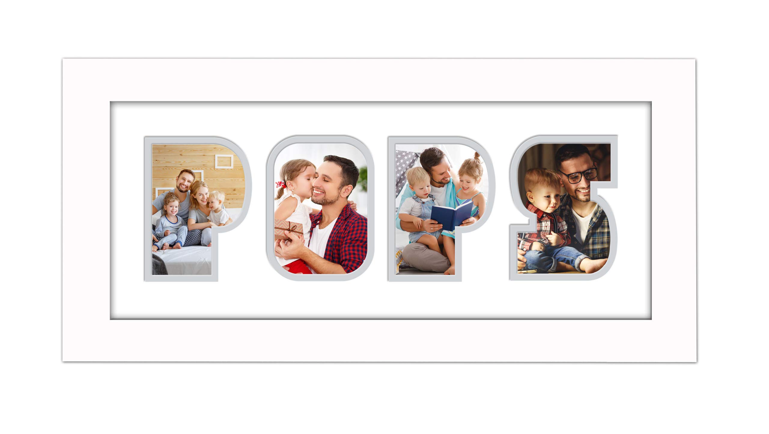 Photos In A Word White Finish Frame White Mount Grey Inside Pops Photo Frame Word Photo Frame 1248-Bb (White Finish Frame White Mount Grey Inside)