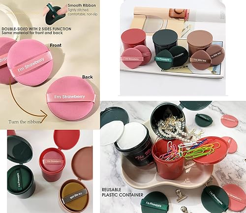 Miniatura 4 de 7 esponjas de maquillaje suaves con una caja de almacenamiento, soplo triangular, esponja de maquillaje reutilizable, base líquida y polvo de polvo,