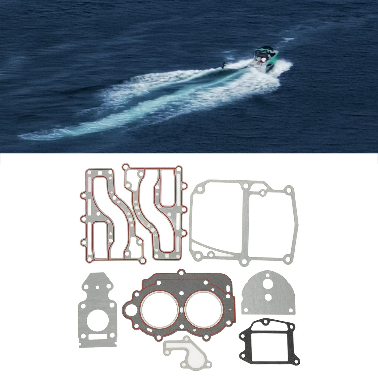 Juego de juntas para tapa de cilindro, juntas de sellado de plástico para motor fuera de borda de 2 tiempos de 15 y 18, junta de culata de escape con material ABS para repara