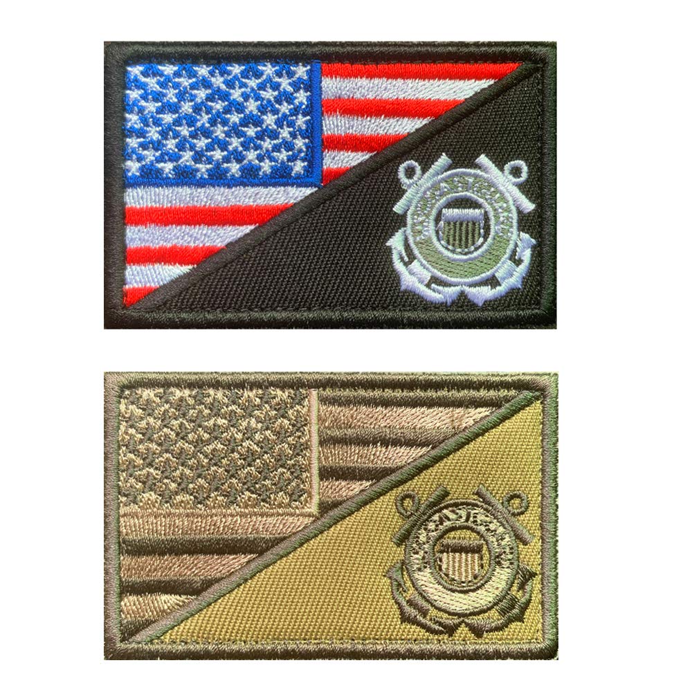 US Coast Guard Patches 2er-Set - 8x5cm 3D-Stickerei Mit Klettrückseite