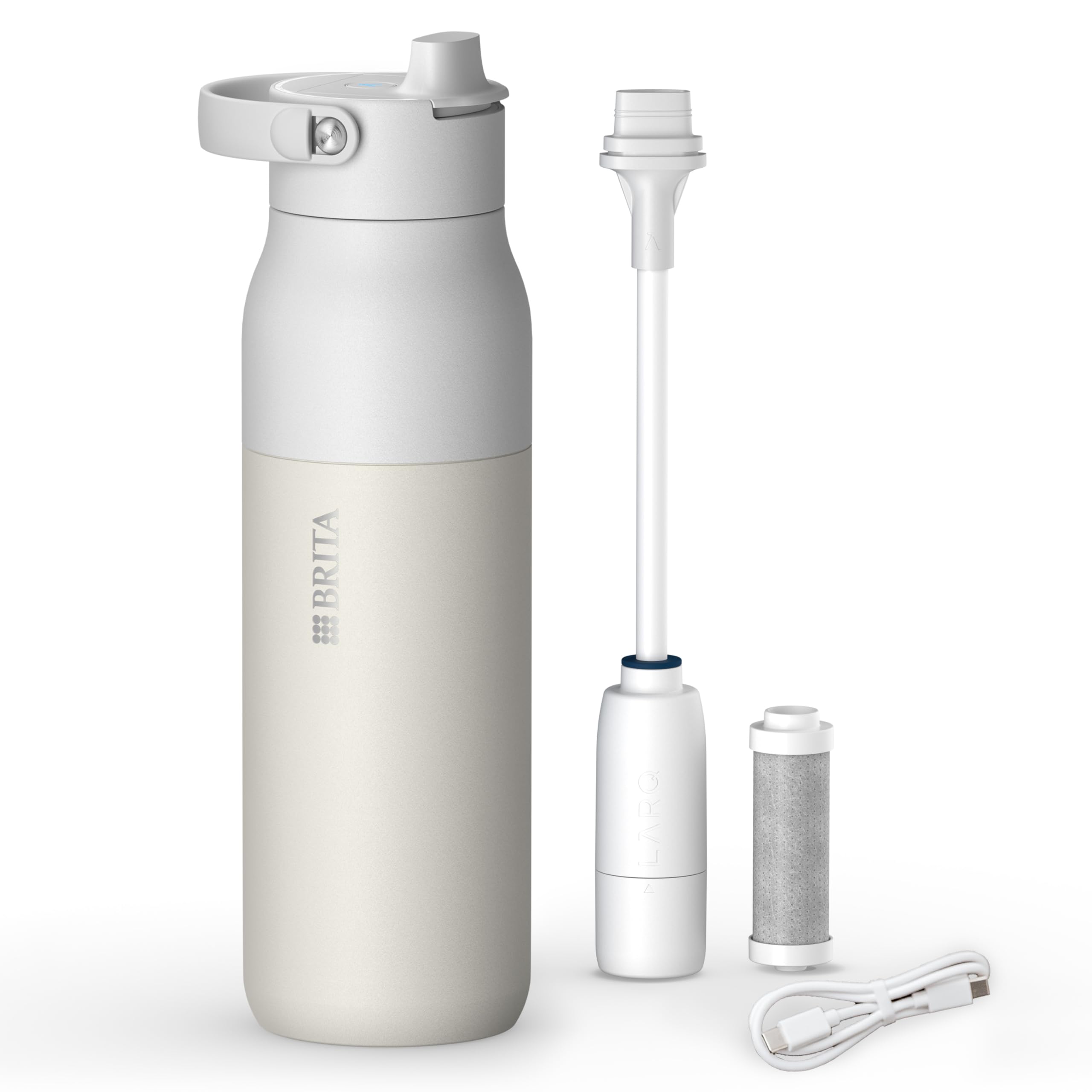 BRITA LARQ iQ Connected Filter Bottle White 23 fl oz Stainless Steel Sports & Outdoors