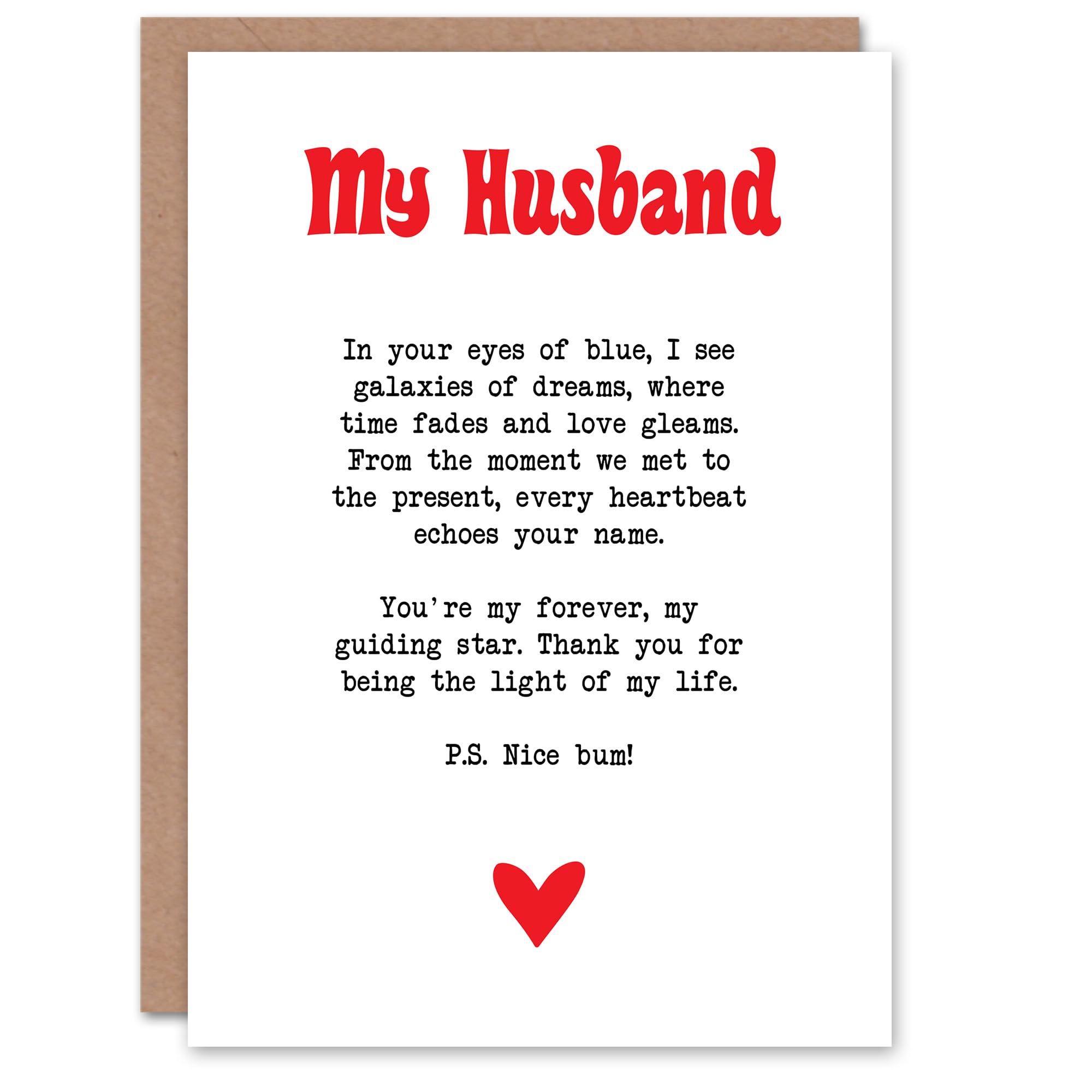 Artery8 Greeting Card Love Poem Blue Eyes Husband Romantic Poetry Fun For Him Man Anniversary Card