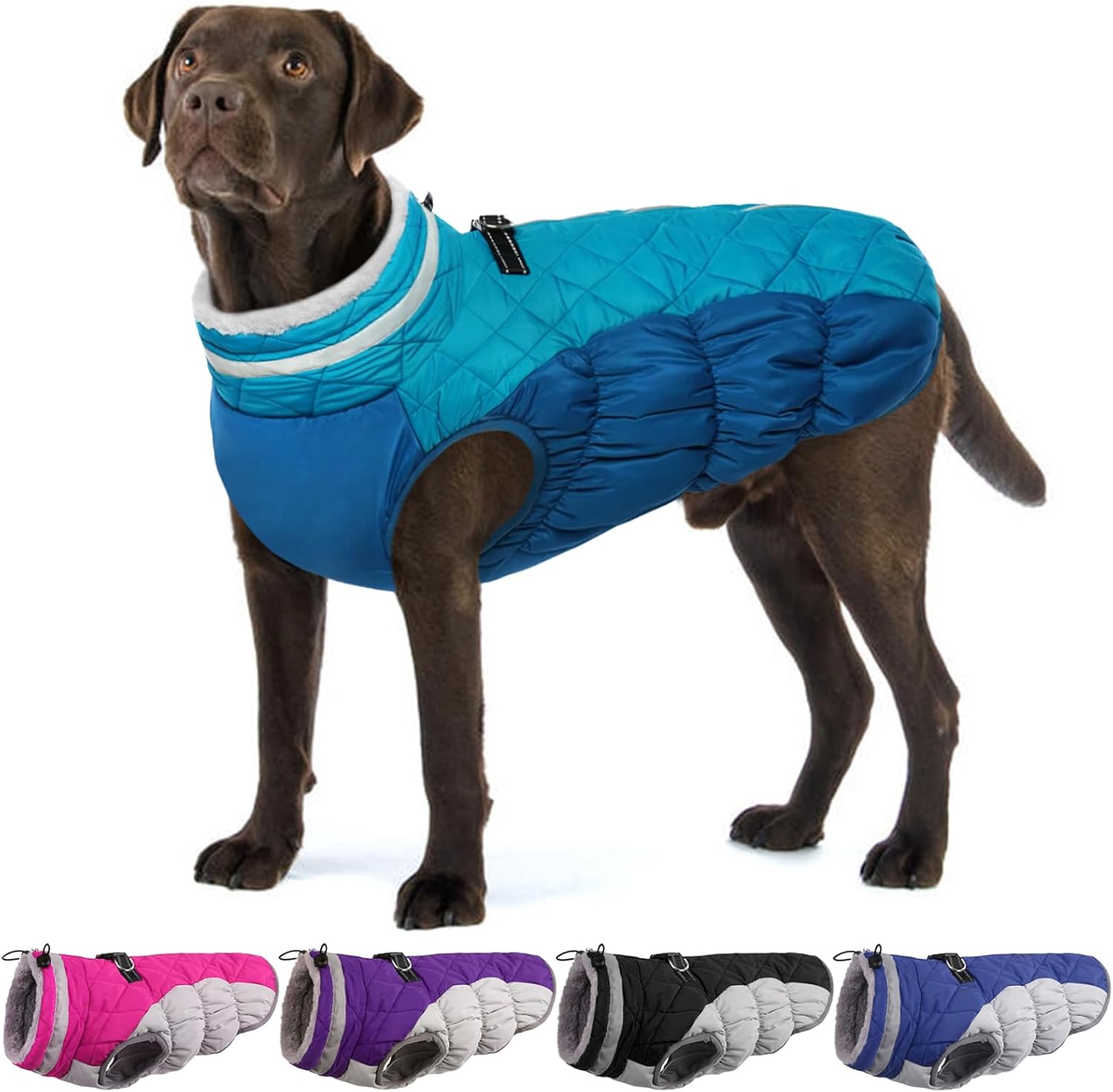 Dog Coats for Large Dogs,XL Dog Coat,Warm Fleece Winter Coat with D-Ring,Back Zipper Pet Jacket for Large Dogs,Waterproof Pet Snow Jacket Clothes Snowsuit Beagle Corgi Border Collie,XL